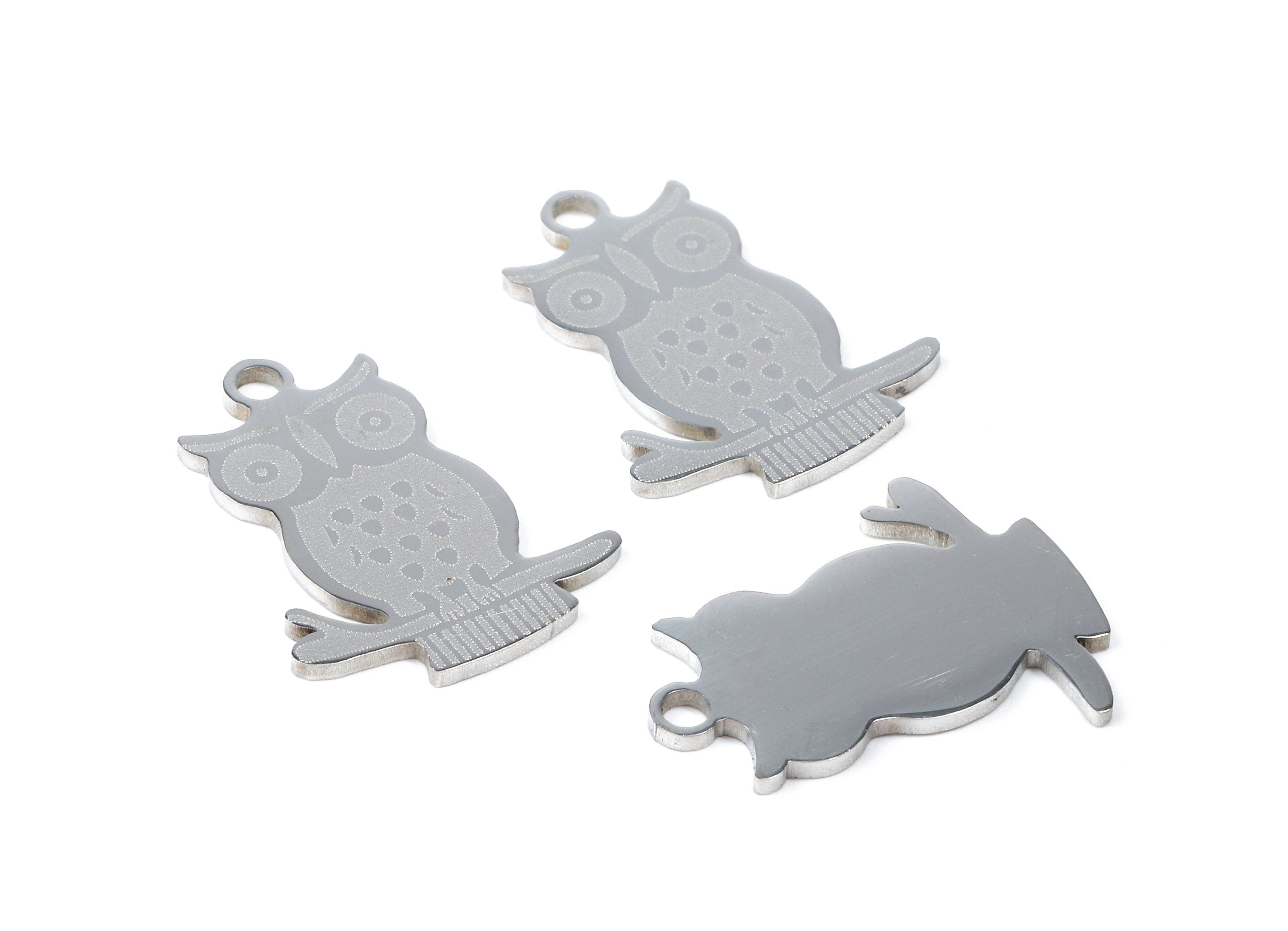 Stainless Steel Hoot Owl Charms - Hoot Owl Earrings and Pendant - Bracelet Pendant - Jewelry Supplies - 18.89x14.78x0.95mm - SS1021 - DOMEDBAZAAR