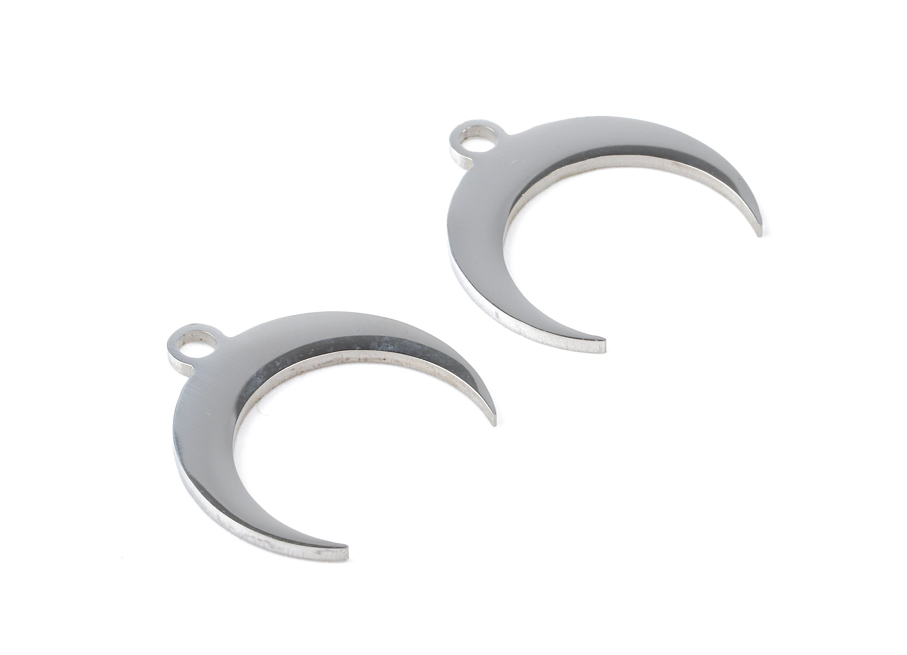 Stainless Steel Crescent Moon Charms - Moon Earrings and Pendant - Bracelet Pendant - Jewellery Supplies - 15.87x5.96x0.94mm - SS1082 - DOMEDBAZAAR