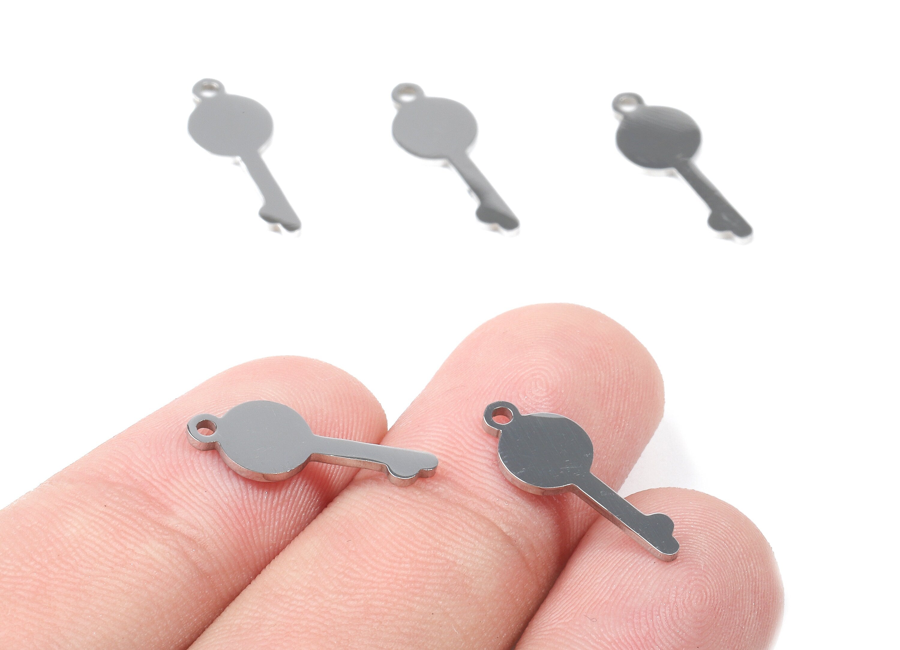 Stainless Steel Key Charms - Key Earrings and Pendant - Bracelet Pendant - Jewelry Supplies - 21.84x9.86x0.95mm - SS1072 - DOMEDBAZAAR