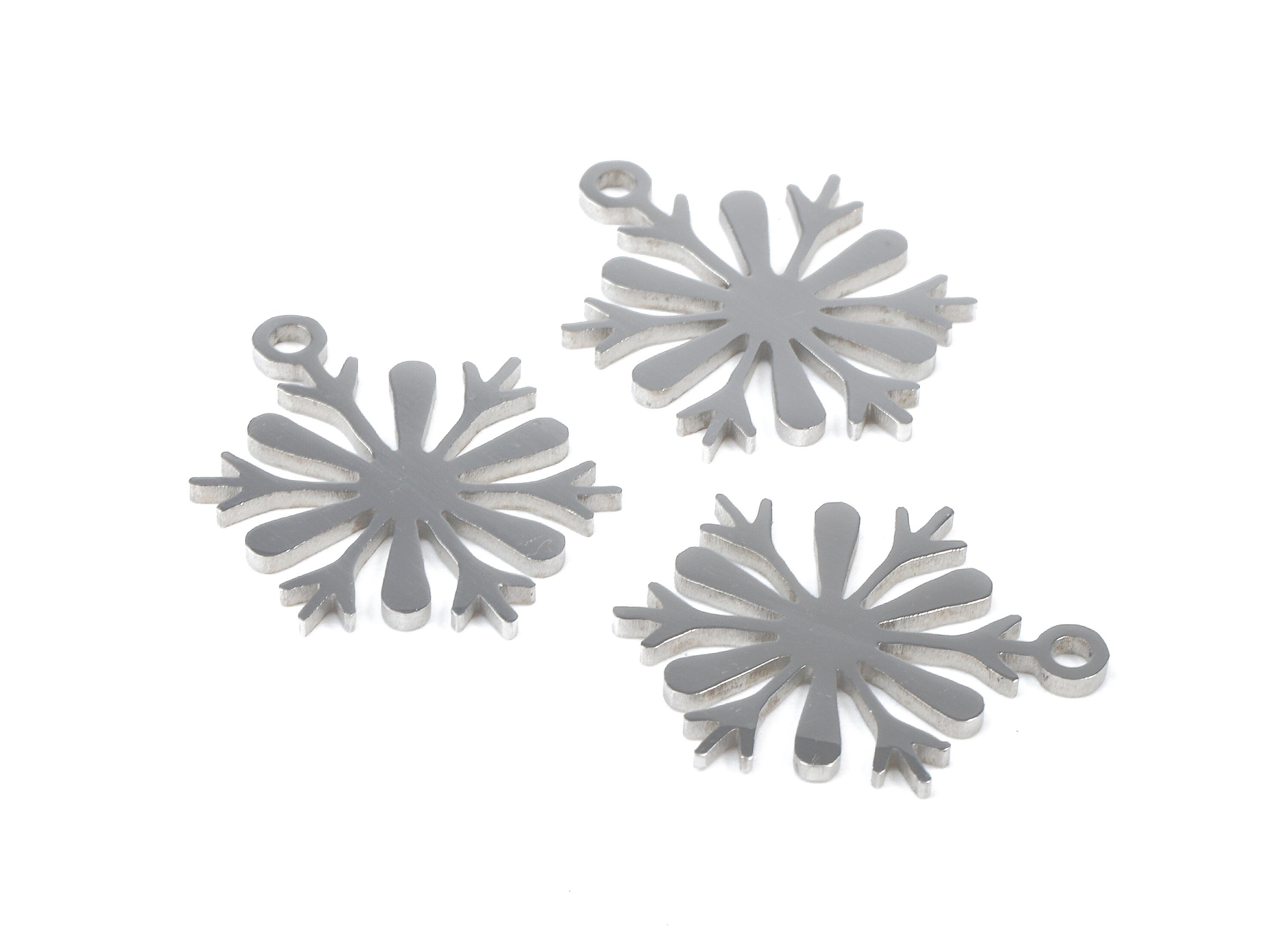 Stainless Steel Snowflake Charms - Snowflake Earrings and Pendant - Bracelet Pendant - Jewelry Supplies - 17.75x13.48x0.94mm - SS1054 - DOMEDBAZAAR