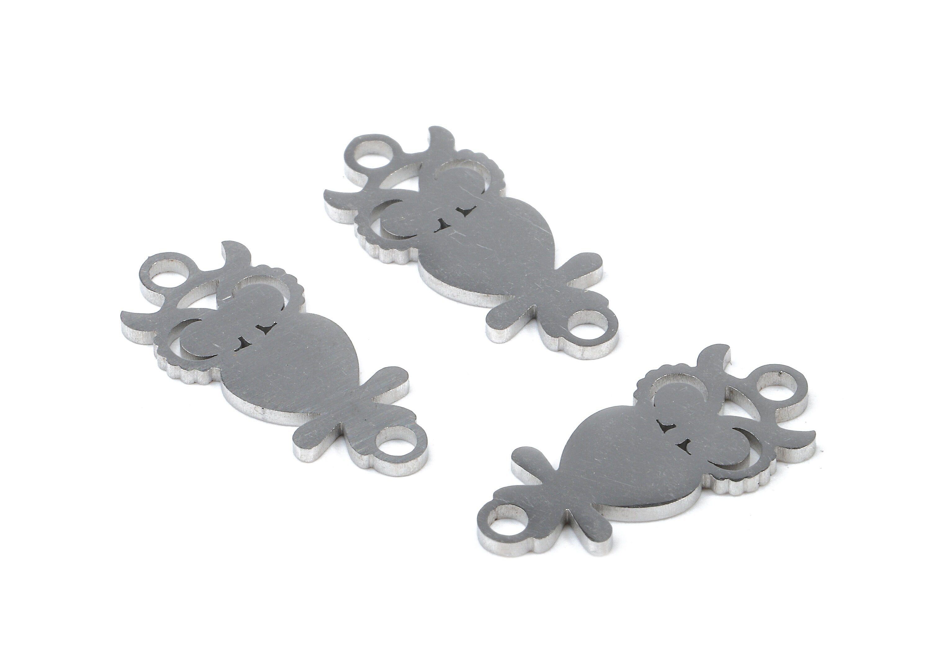 Stainless Steel Hoot Owl Connector - Hoot Owl Earrings Charms and Pendant - Bracelet Pendant - 17.78x8.23x0.95mm - SS1156 - DOMEDBAZAAR