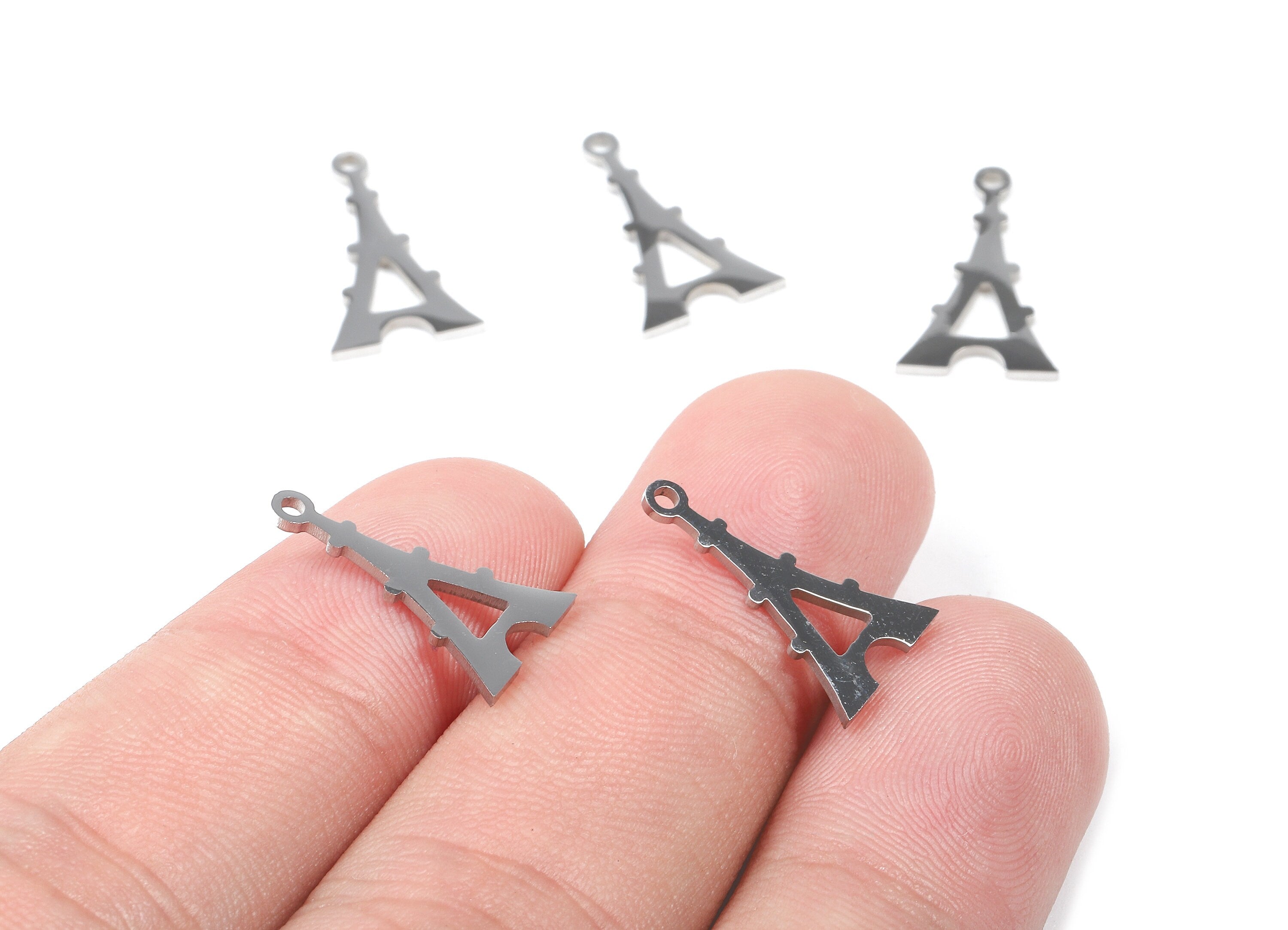 Stainless Steel Eiffel Tower Charms - Eiffel Tower Earrings and Pendant - Bracelet Pendant - Jewelry Supplies - 17.37x9.99x0.95mm - SS1075 - DOMEDBAZAAR