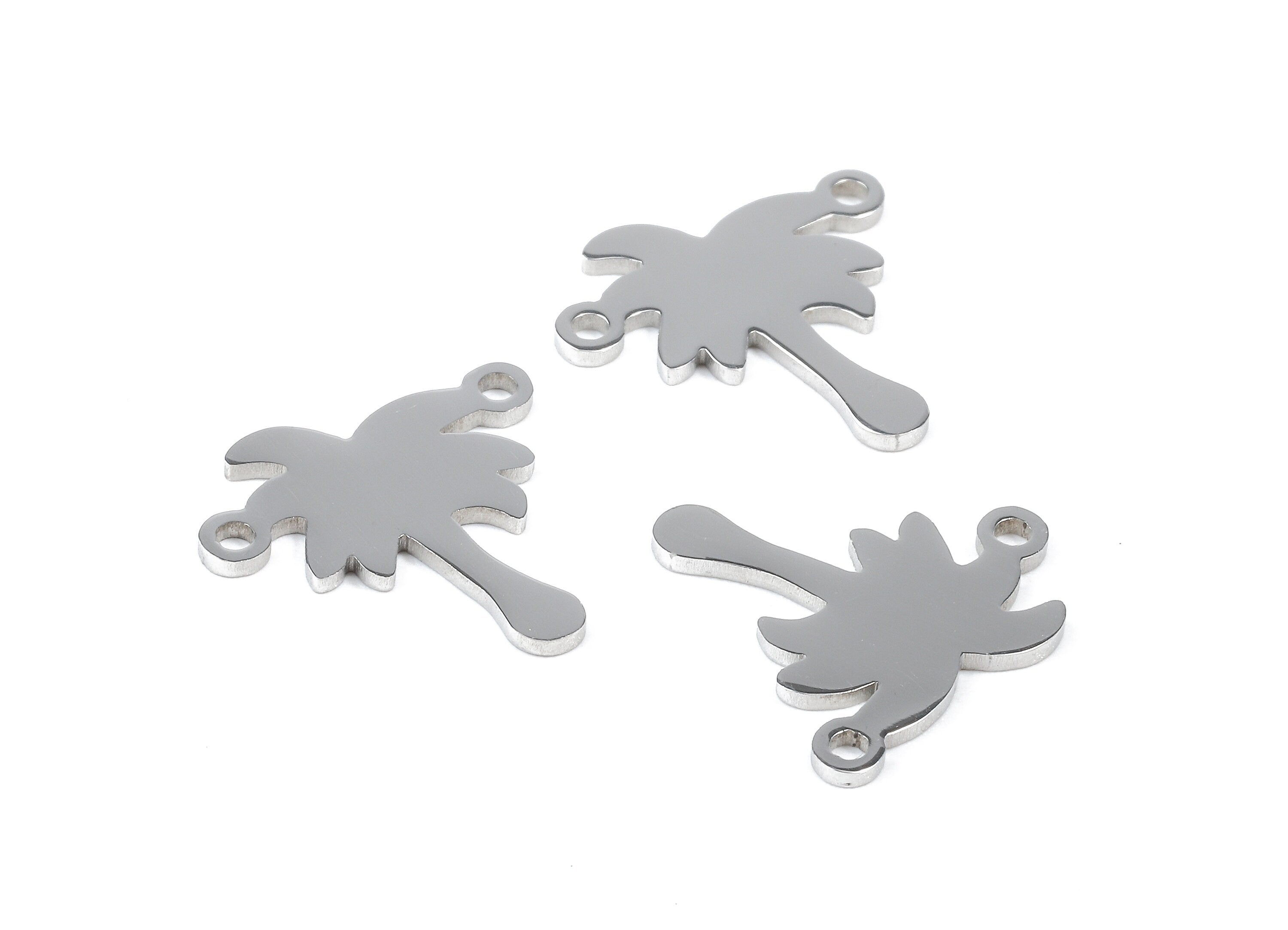 Stainless Steel Palm Tree Connector - Palm Tree Earrings Charms and Pendant - Bracelet Pendant - 16.12x15.75x0.99mm - SS1094 - DOMEDBAZAAR