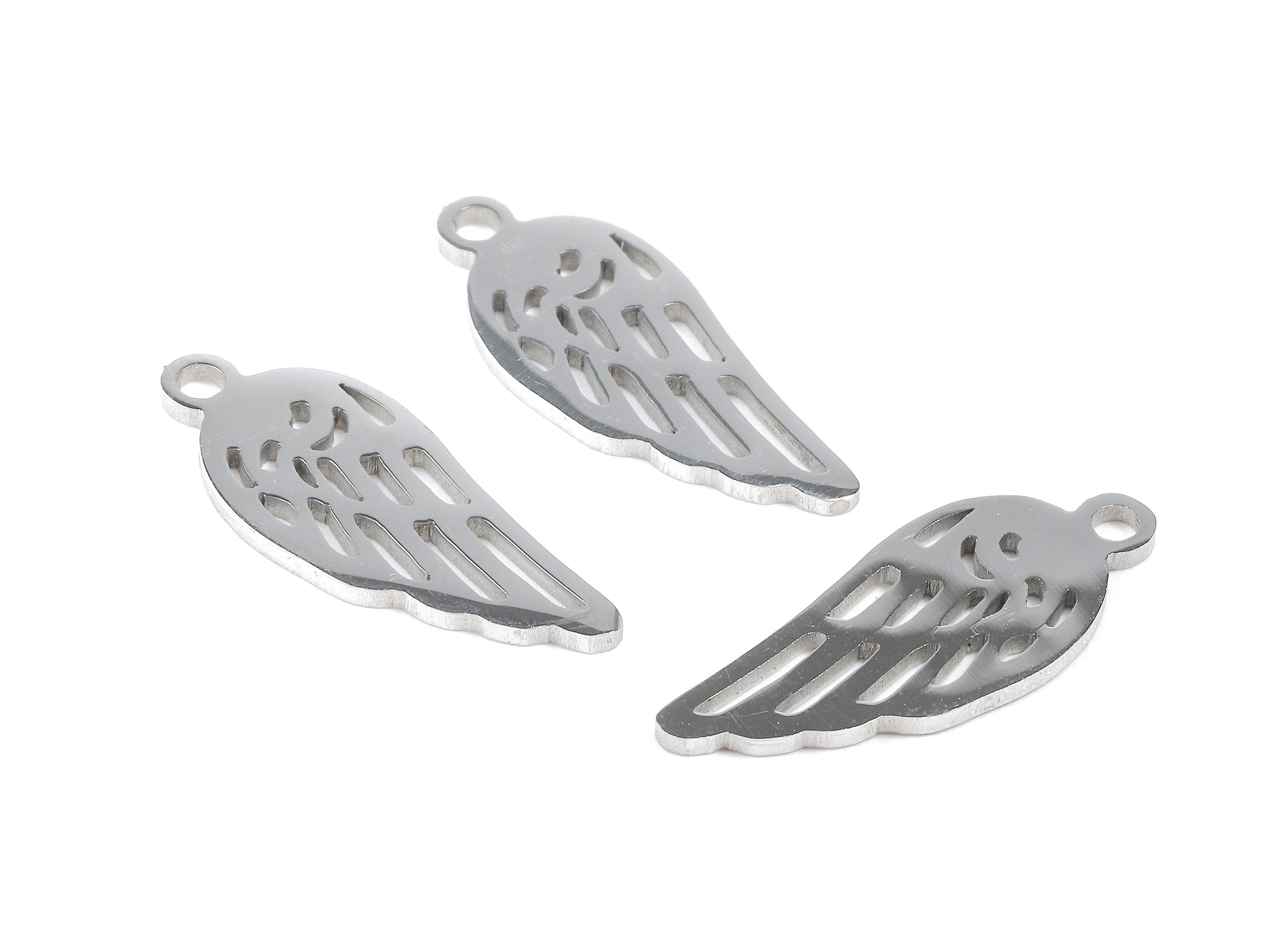 Stainless Steel Wing Charms - Wing Earrings and Pendant - Bracelet Pendant - Jewelry Supplies - 18x7.2x0.94mm - SS1065 - DOMEDBAZAAR