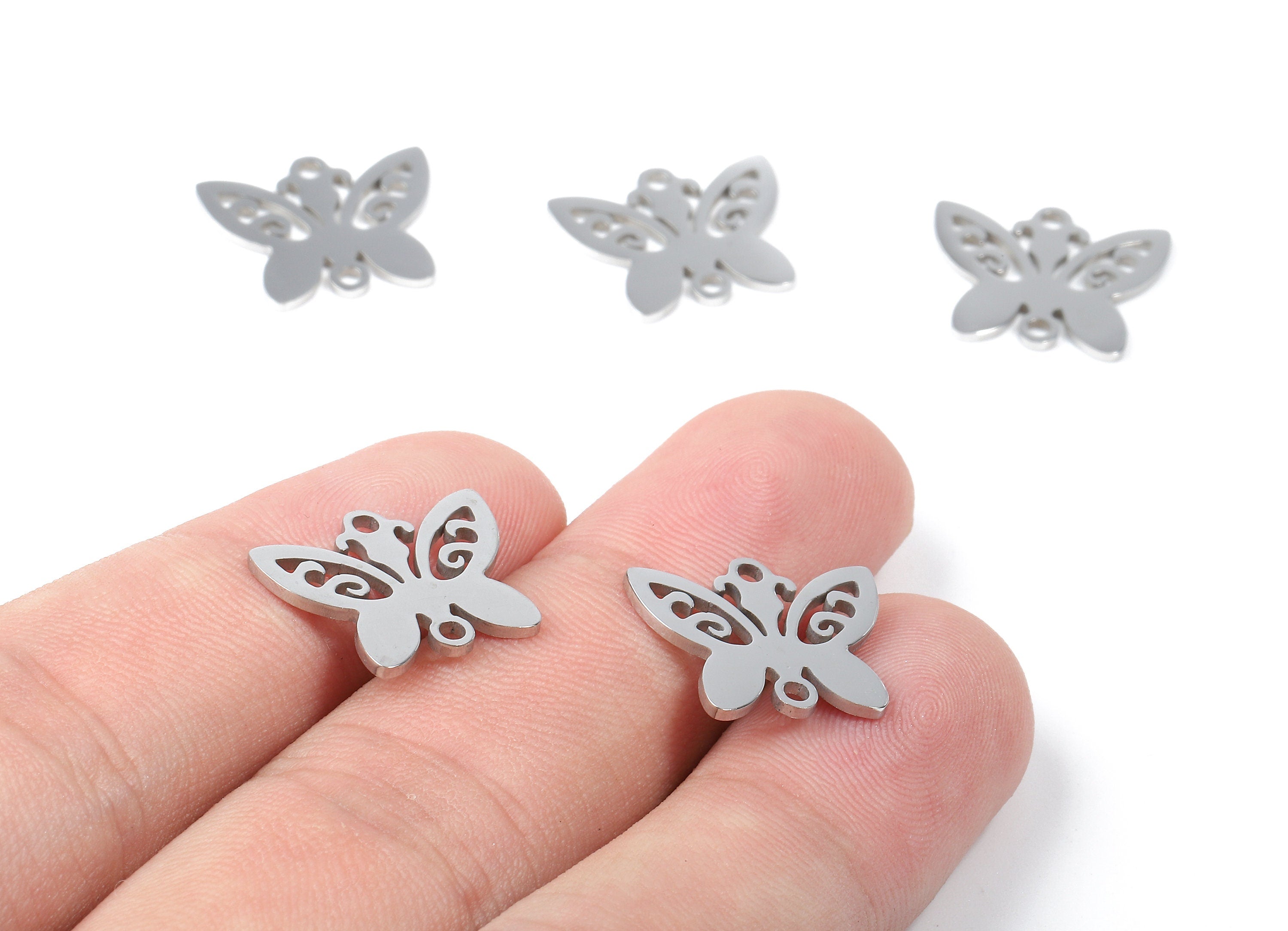 Stainless Steel Butterfly Connector - Butterfly  Earrings Charms and Pendant - Bracelet Pendant - 16.29x13.75x0.95mm - SS1111 - DOMEDBAZAAR