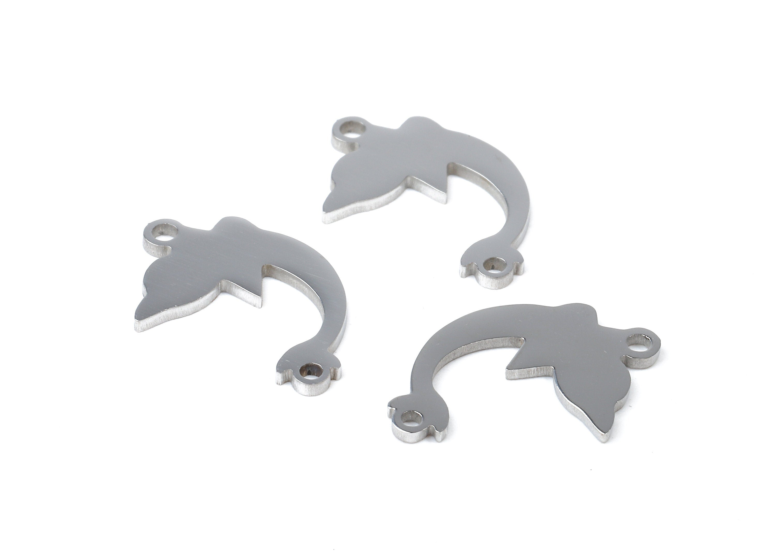 Stainless Steel Dolphin Connector - Dolphin Earrings Charms and Pendant - Bracelet Pendant - 18.07x11.42x0.95mm - SS1109 - DOMEDBAZAAR