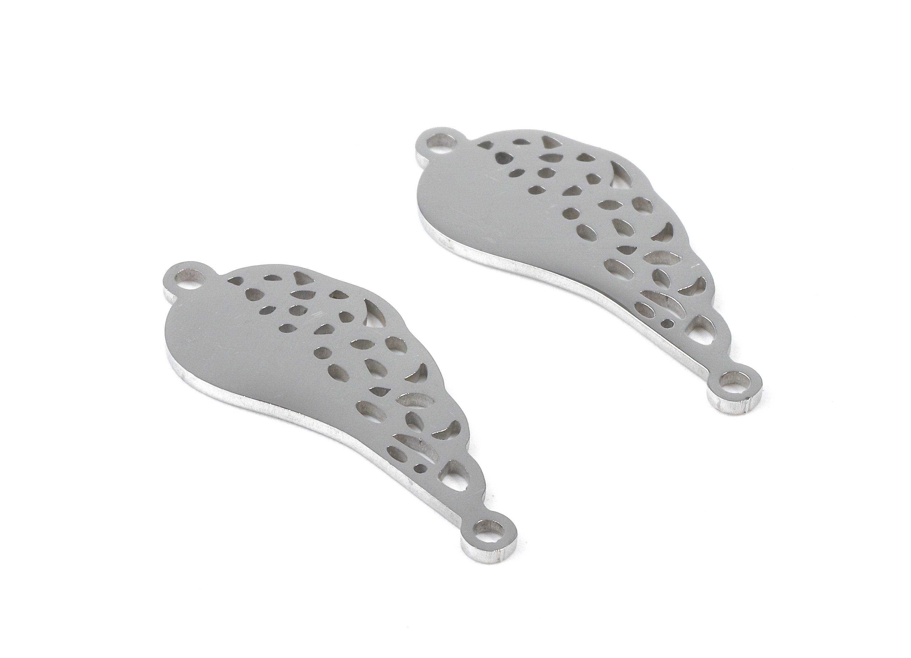 Stainless Steel Wing Connector - Wing Earrings Charms and Pendant - Bracelet Pendant - 25.71x10.35x0.96mm - SS1106 - DOMEDBAZAAR