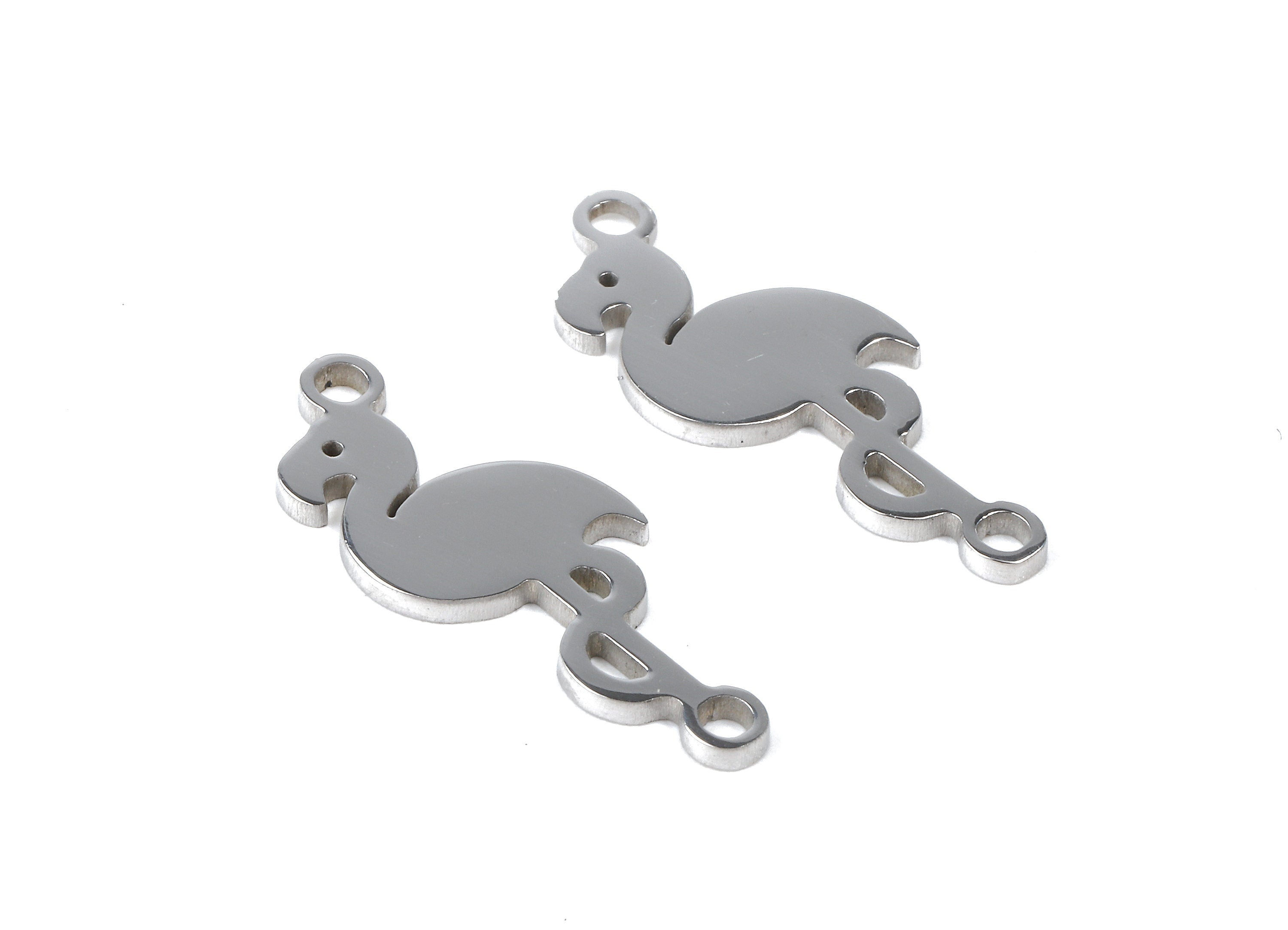 Stainless Steel Flamingo Connector - Flamingo Earrings Charms and Pendant - Bracelet Pendant - 20.67x8.5x0.95mm - SS1132 - DOMEDBAZAAR