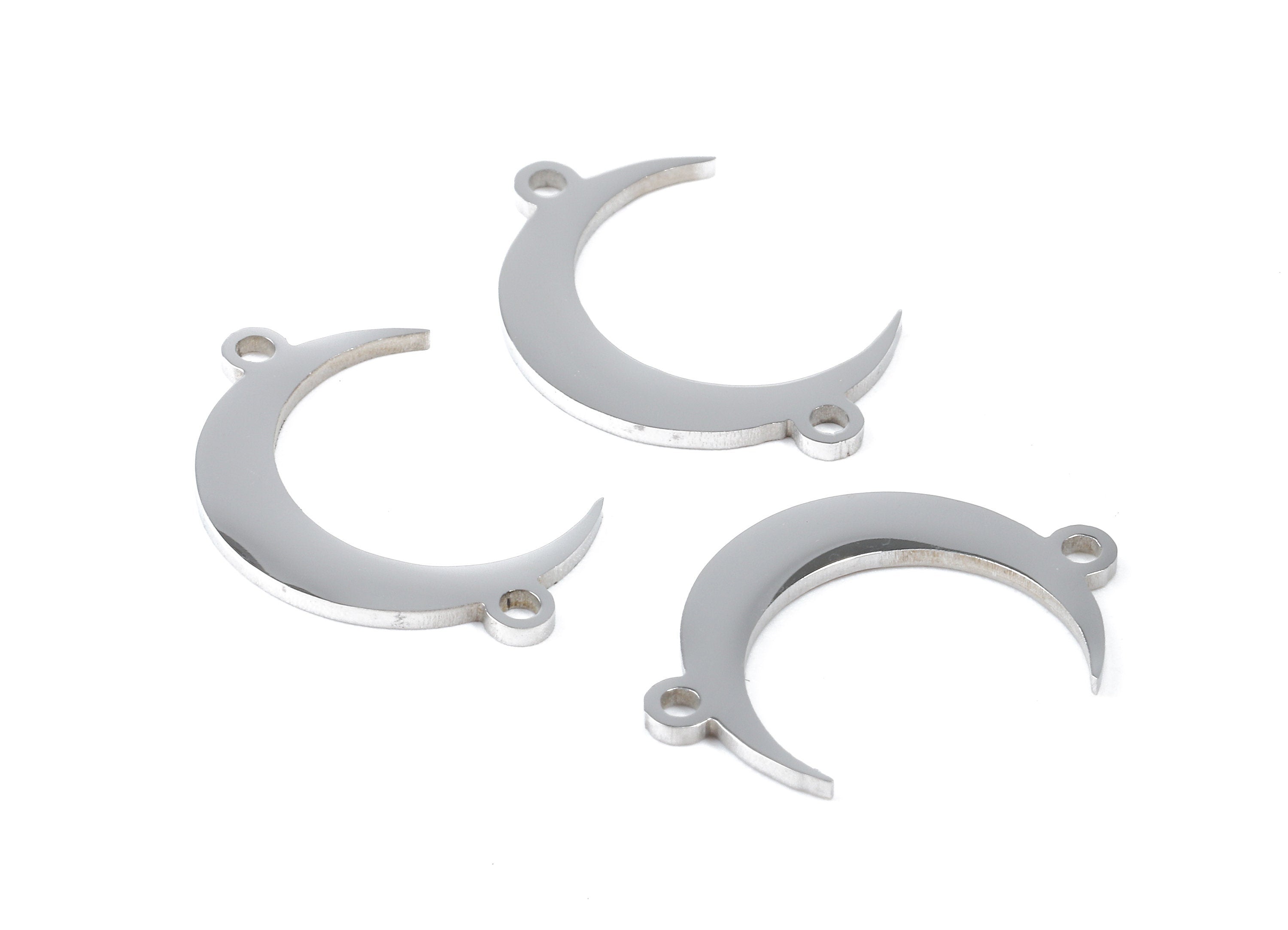 Stainless Steel Moon Connector - Crescent Earrings Charms and Pendant - Bracelet Pendant - 20.19x12.68x0.94mm - SS1097 - DOMEDBAZAAR
