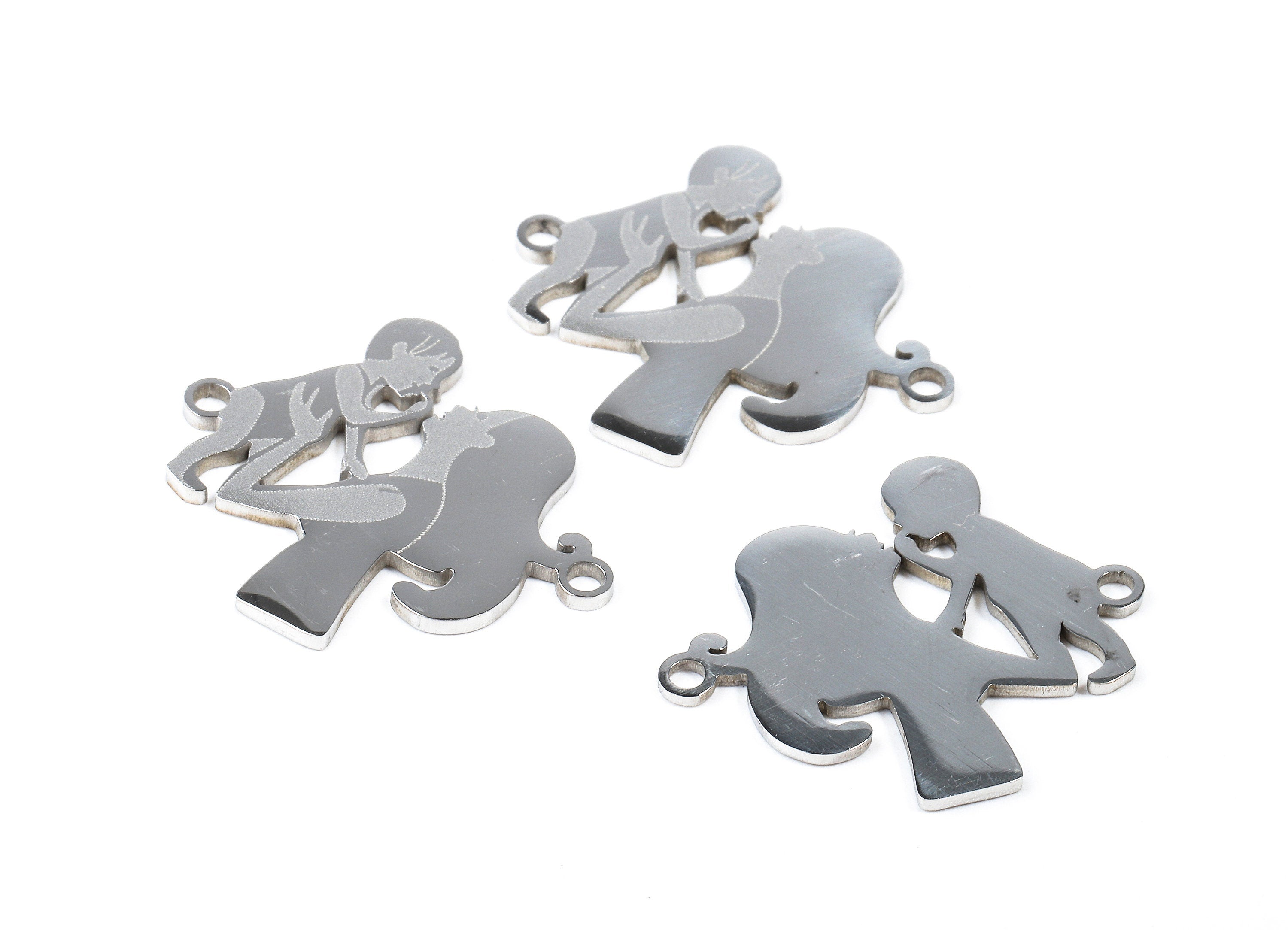 Stainless Steel Mom Baby Connector - Mom Baby Earrings Charms and Pendant - Bracelet Pendant - 22.78x20.98x0.95mm - SS1089 - DOMEDBAZAAR