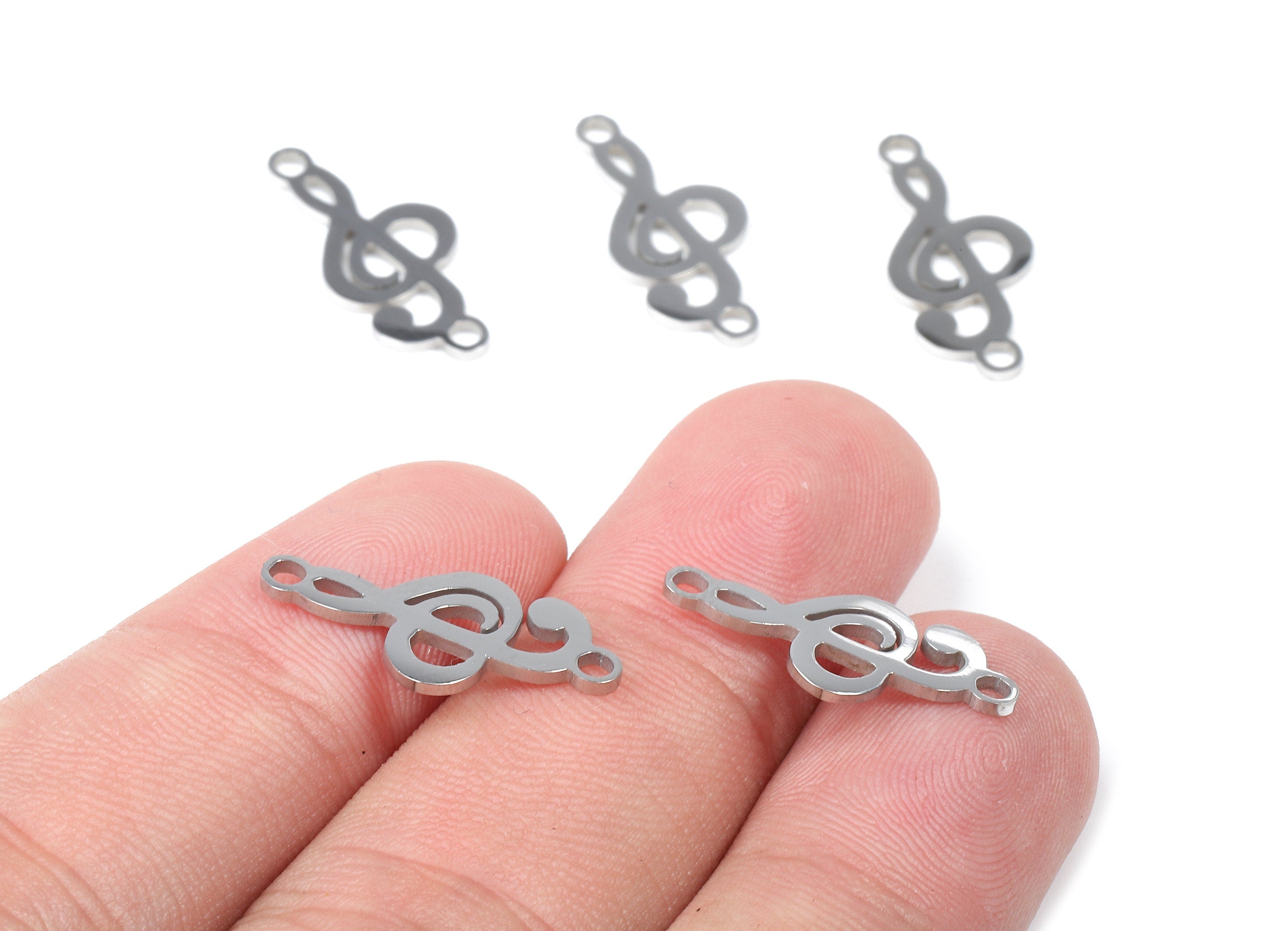 Stainless Steel Treble Clef Connector - Treble Clef Earrings Charms and Pendant - Bracelet Pendant - 20.33x8.74 x0.95mm - SS1155 - DOMEDBAZAAR