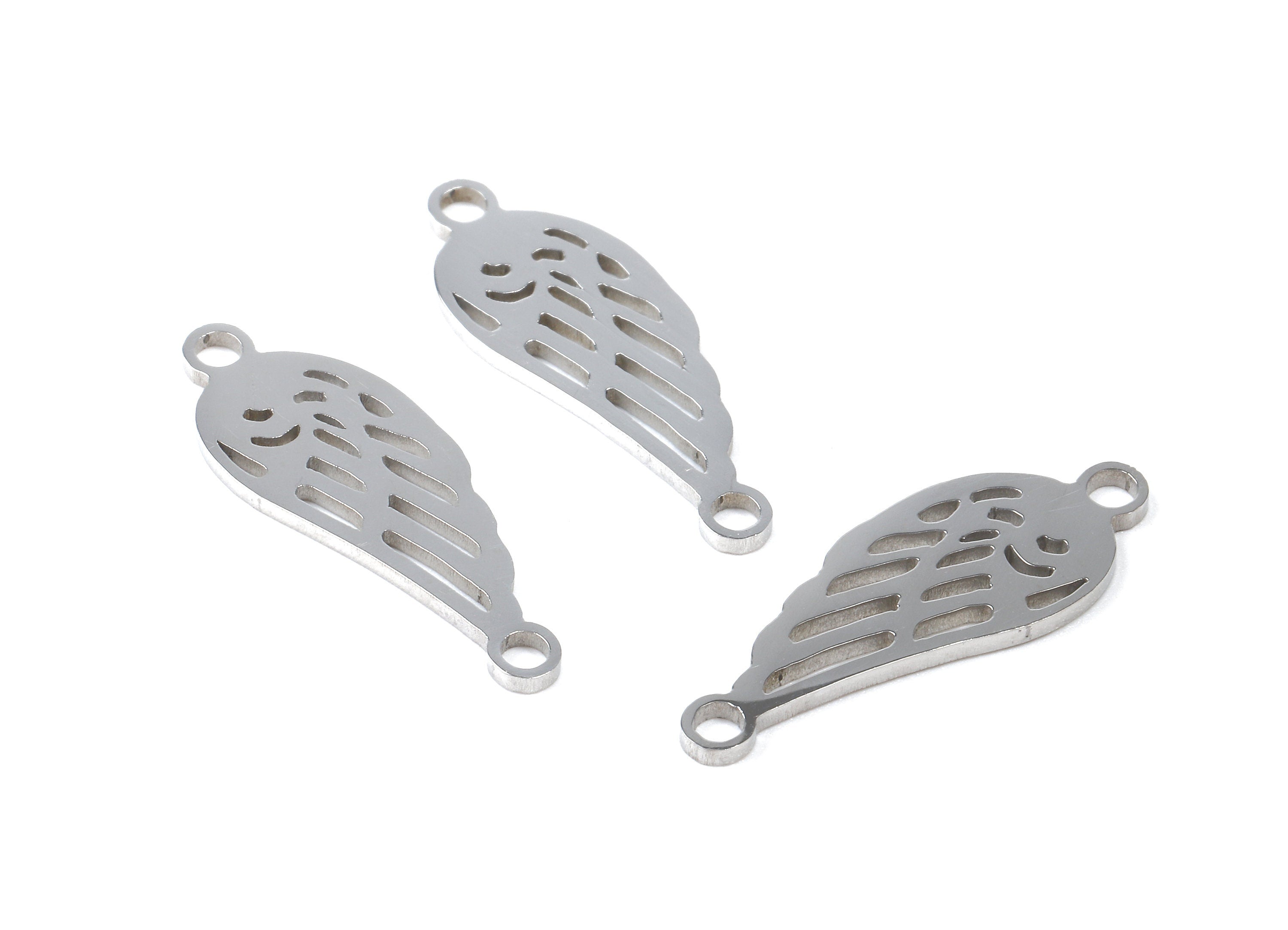 Stainless Steel Feather Connector - Feather Earrings Charms and Pendant - Bracelet Pendant - 22.77x8.12x0.94mm - SS1137 - DOMEDBAZAAR