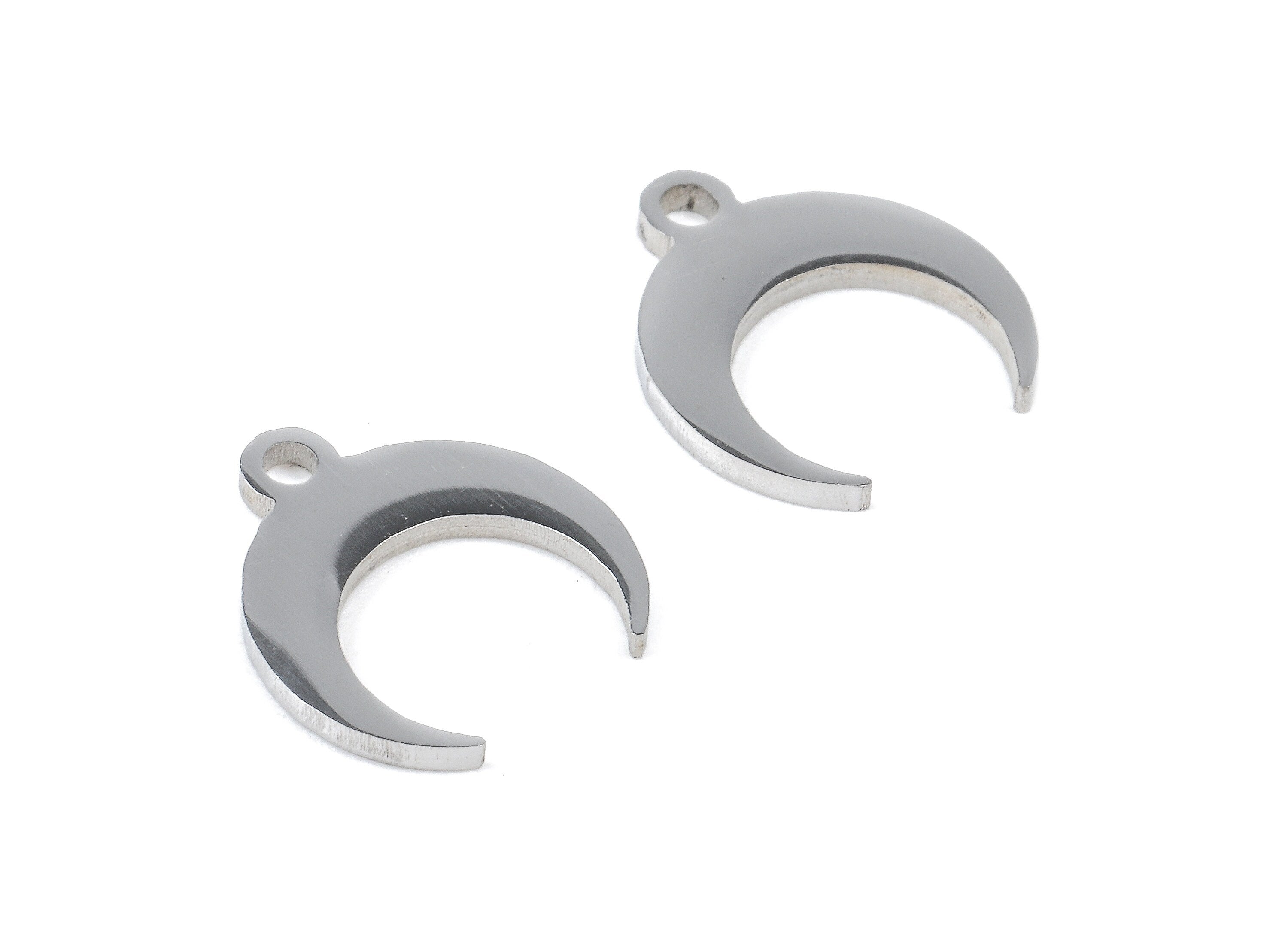 Stainless Steel Crescent Moon Charms - Moon Earrings and Pendant - Bracelet Pendant - Jewelry Supplies - 10.05x4.79x0.94mm - SS1071 - DOMEDBAZAAR