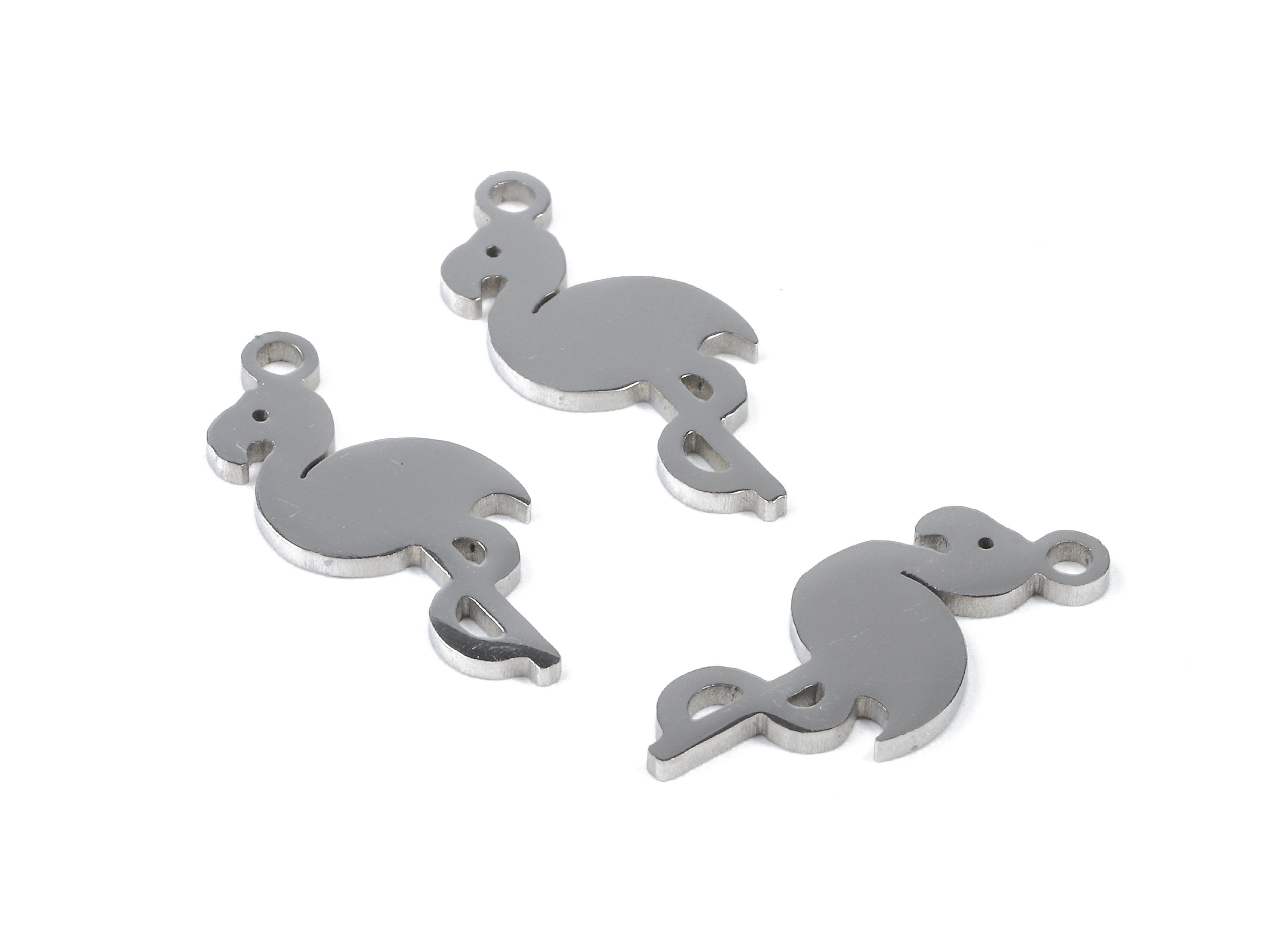 Stainless Steel Flamingo Charms - Flamingo Earrings and Pendant - Bracelet Pendant - Jewelry Supplies - 18.57x8.5x0.95mm - SS1045 - DOMEDBAZAAR