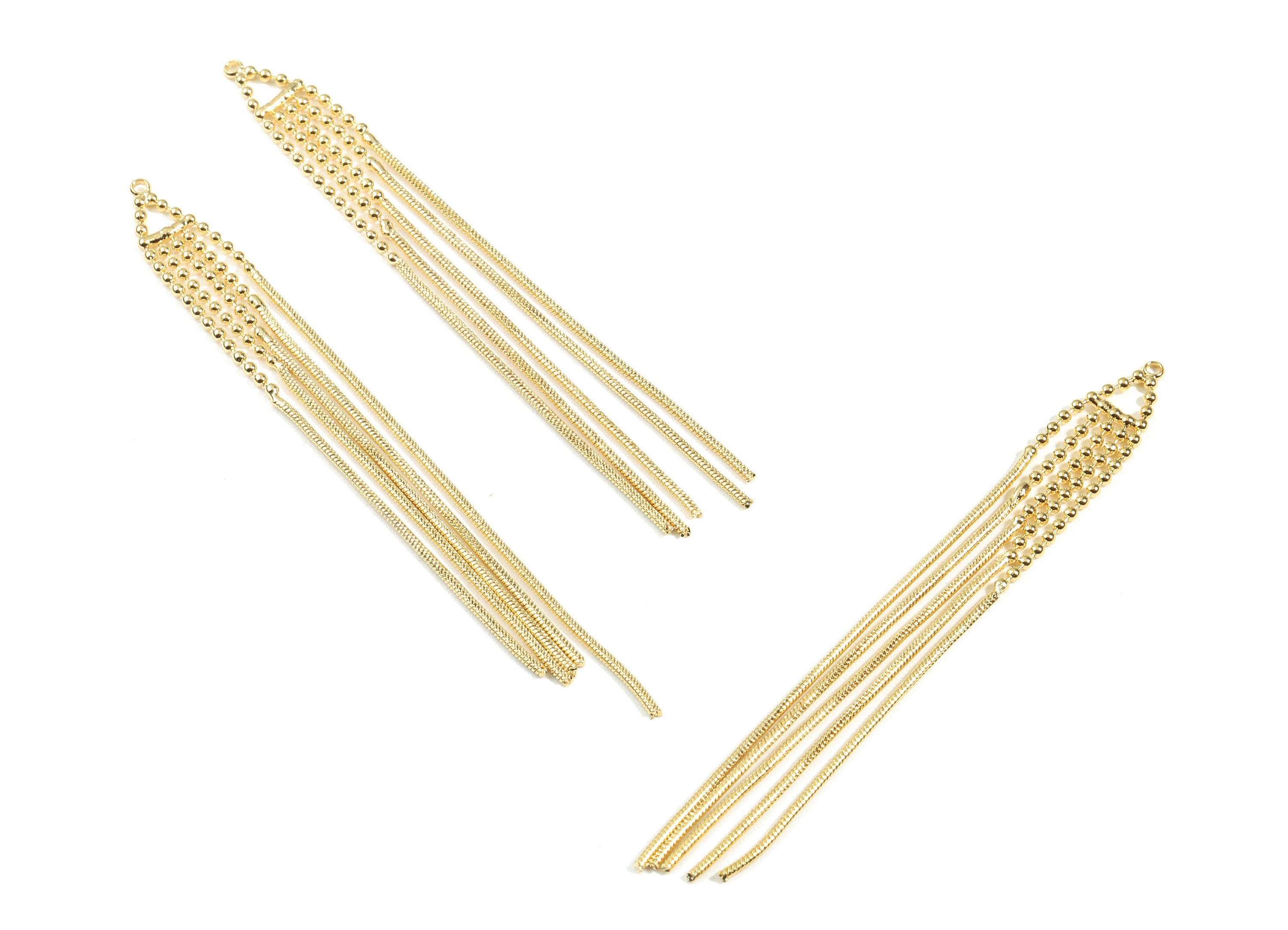 Brass Chain Tassel Earring Charms - Brass Snake ball Chain Charms - 18k Real Gold Plated Brass - Jewelry Supplies - 88x7.72x1.57mm - RGP2381 - DOMEDBAZAAR