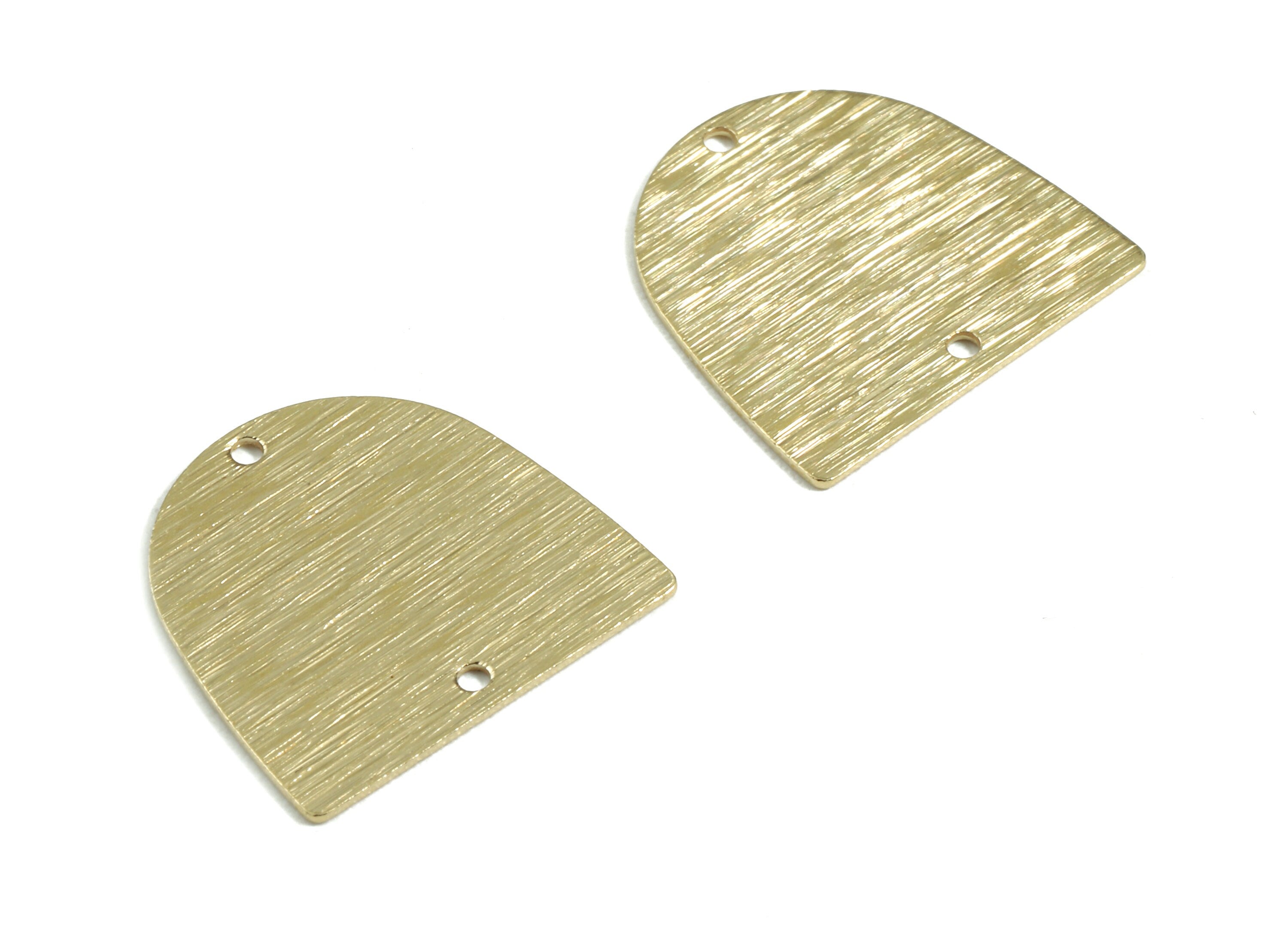 Brass D Connector - Raw Brass D Earring Connectors - Textured Brass 2 Hole - Jewelry Supplies - 17x16.03x0.55mm - PP3047 - DOMEDBAZAAR