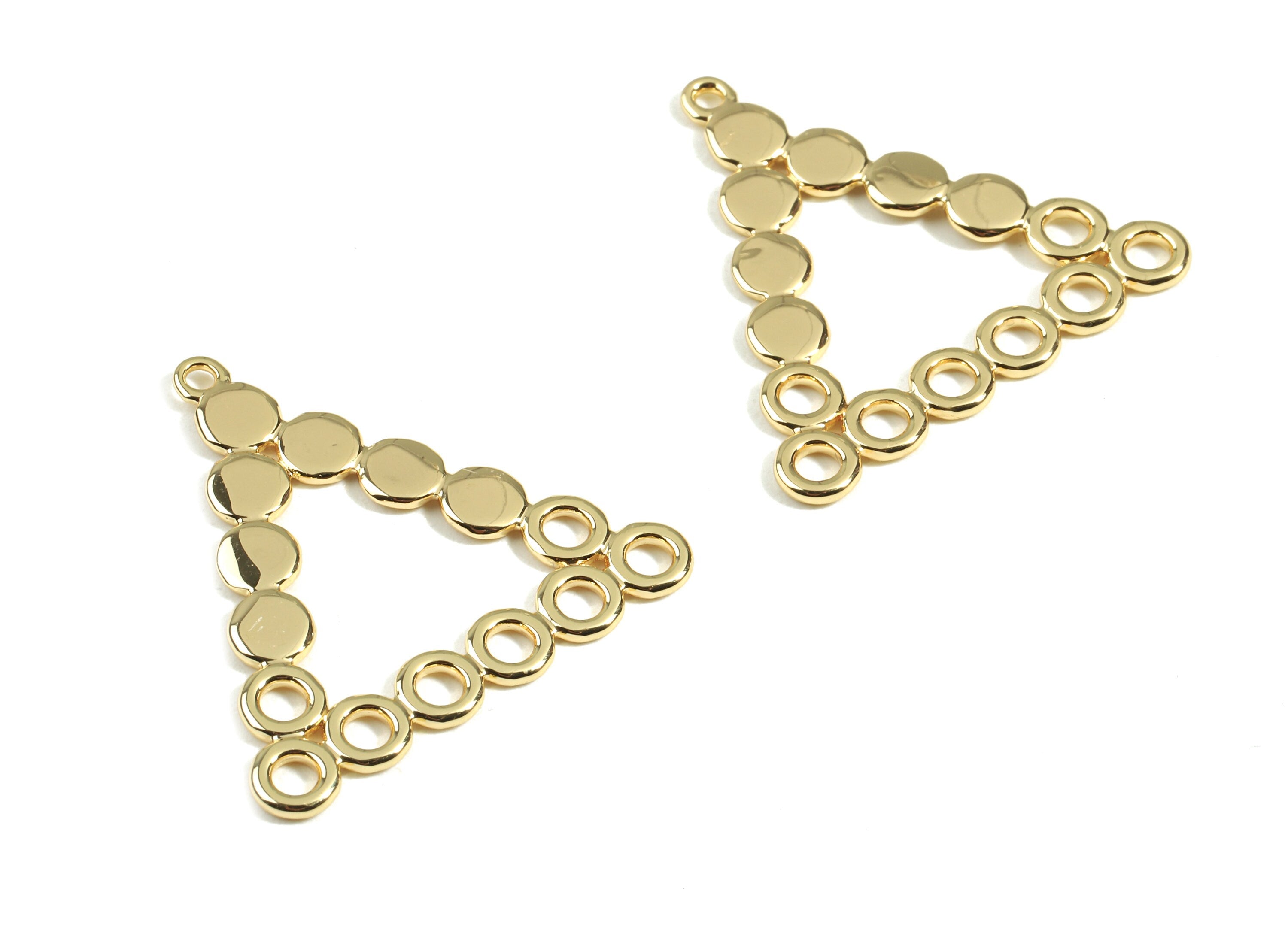 Brass Triangle Earring Charms - Brass Gold Triangle Earring Pendant - 18K Real Gold Plated Brass - 29.77x26.97x1.2mm - RGP2363 - DOMEDBAZAAR