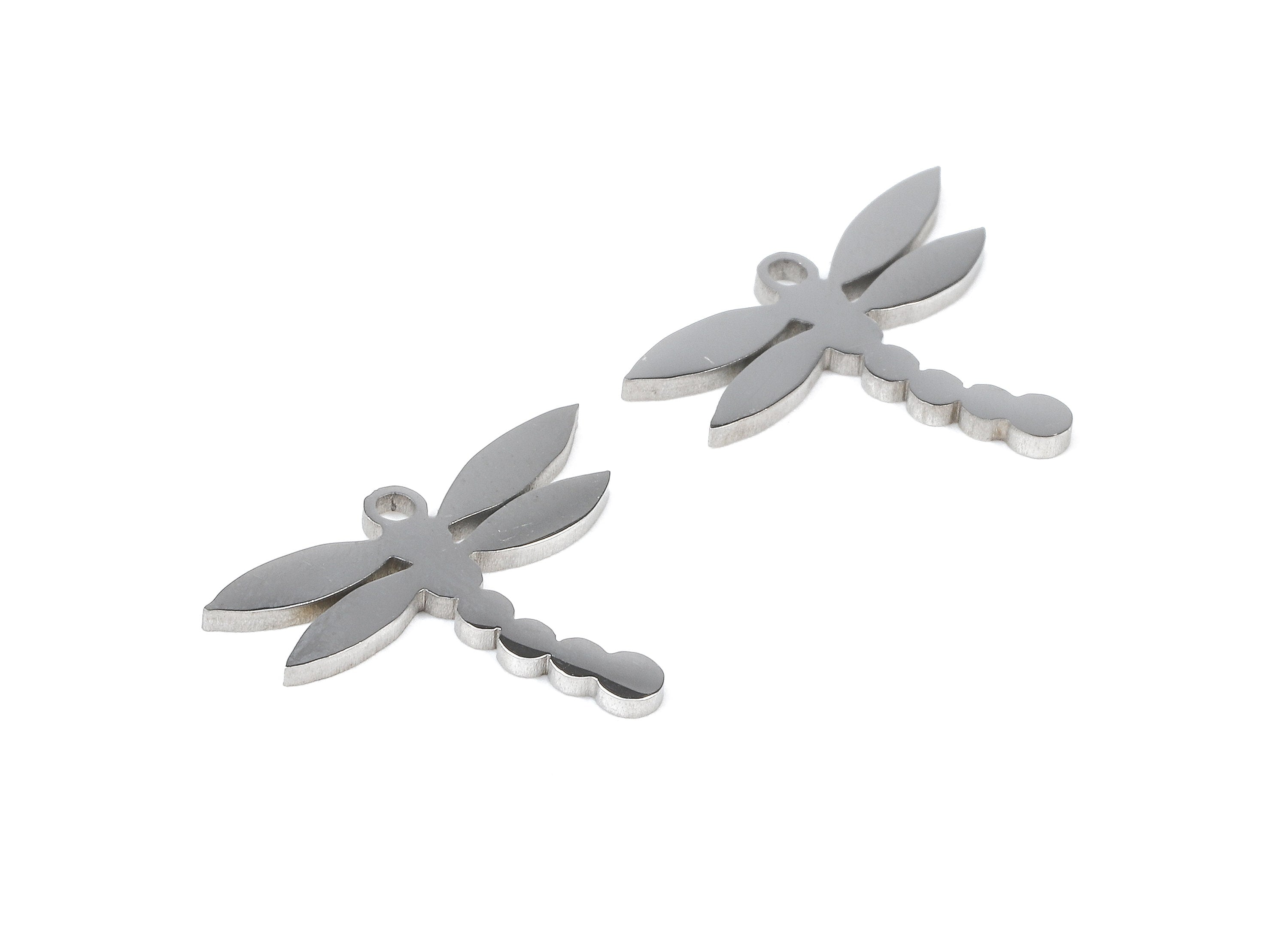 Stainless Steel Dragonfly Charms - Dragonfly Earrings and Pendant - Bracelet Pendant - Jewelry Supplies - 12.78x16.38x0.96mm - SS1062 - DOMEDBAZAAR