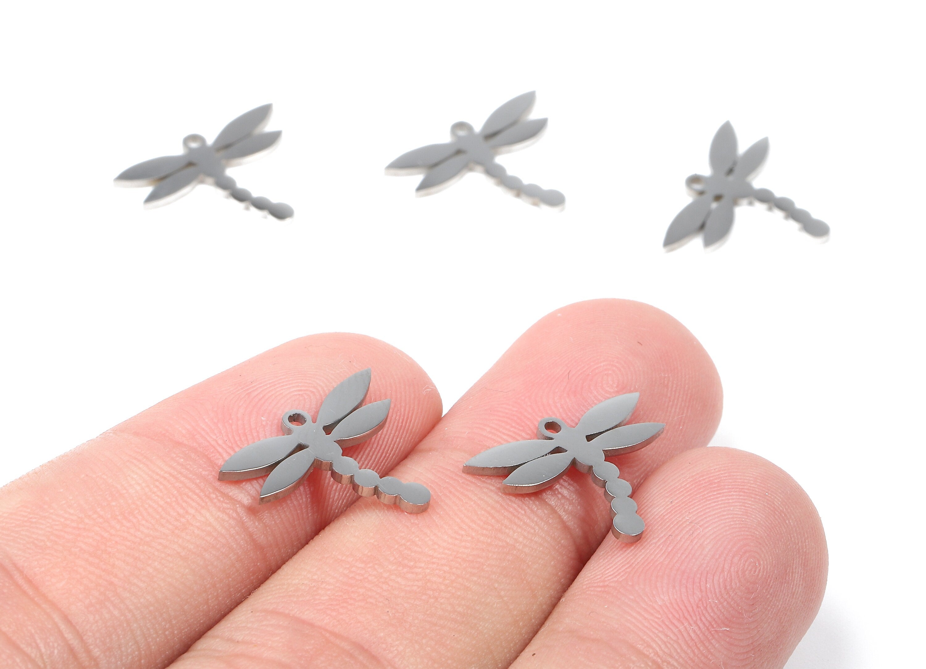Stainless Steel Dragonfly Charms - Dragonfly Earrings and Pendant - Bracelet Pendant - Jewelry Supplies - 12.78x16.38x0.96mm - SS1062 - DOMEDBAZAAR