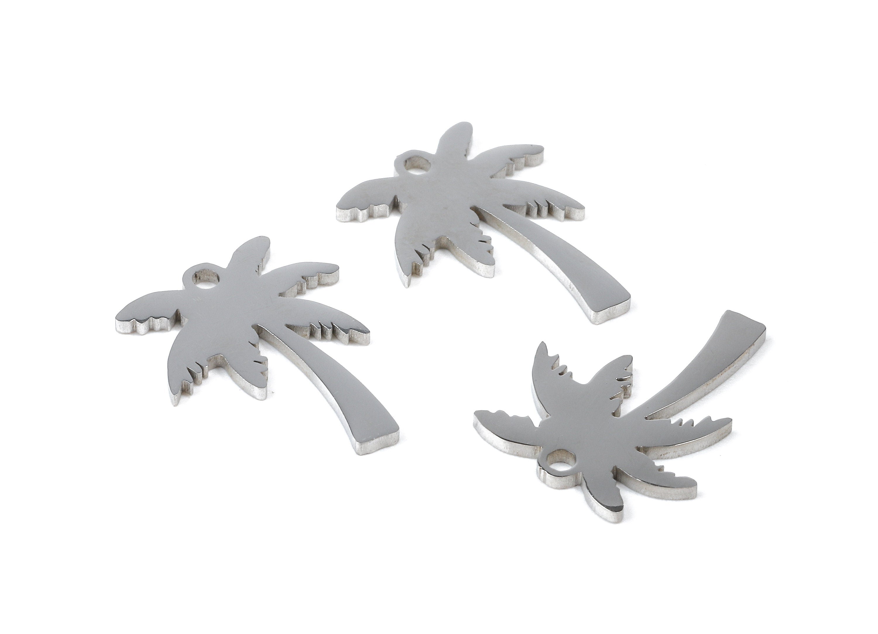 Stainless Steel Coconut Tree Charms - Coconut Tree Earrings and Pendant - Bracelet Pendant - Jewelry Supplies - 16.75x12.49x0.95mm - SS1068 - DOMEDBAZAAR