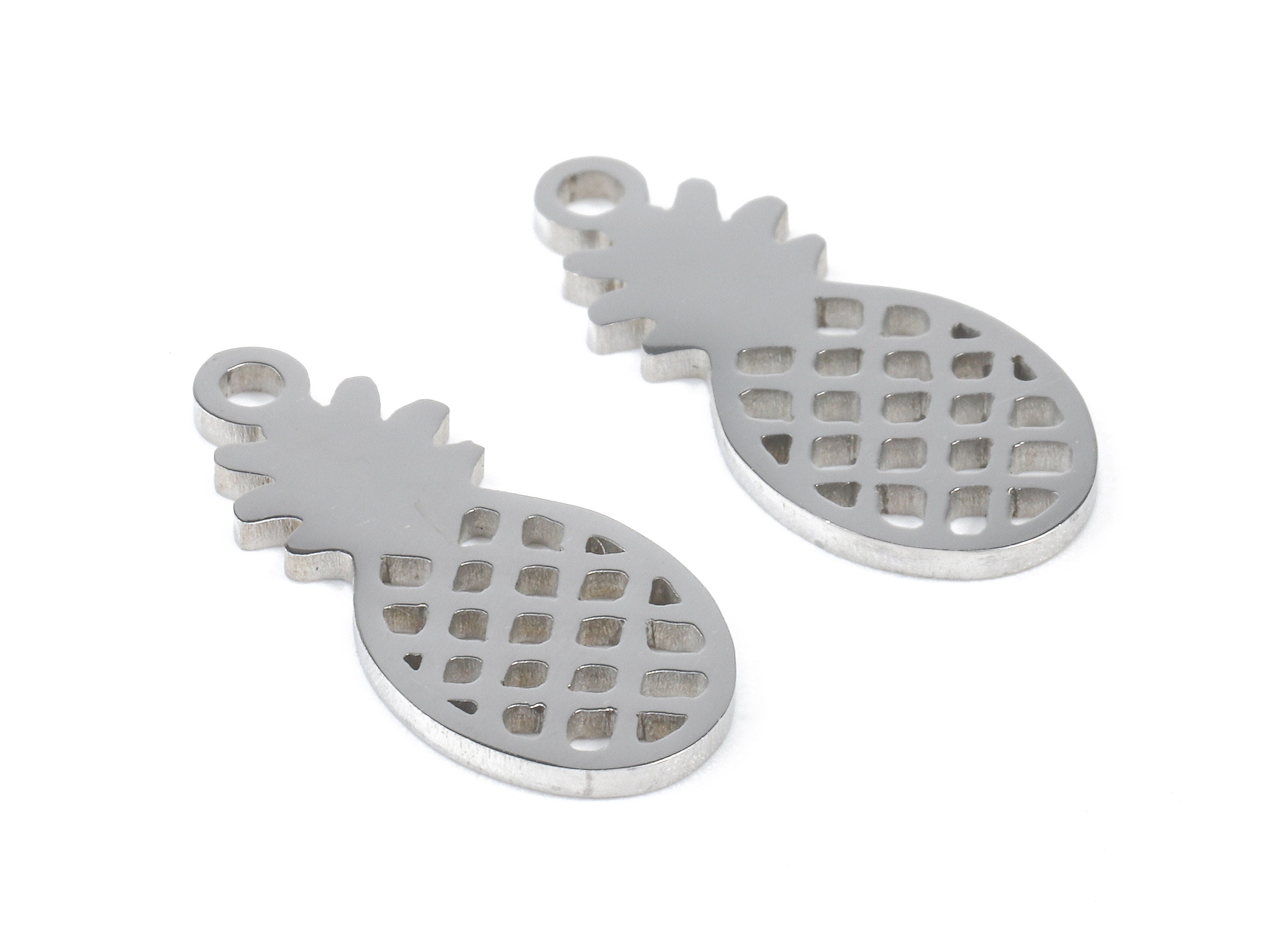 Stainless Steel Pineapple Charms - Pineapple Earrings and Pendant - Bracelet Pendant - Jewelry Supplies - 17.16x8.01x0.94mm - SS1078 - DOMEDBAZAAR