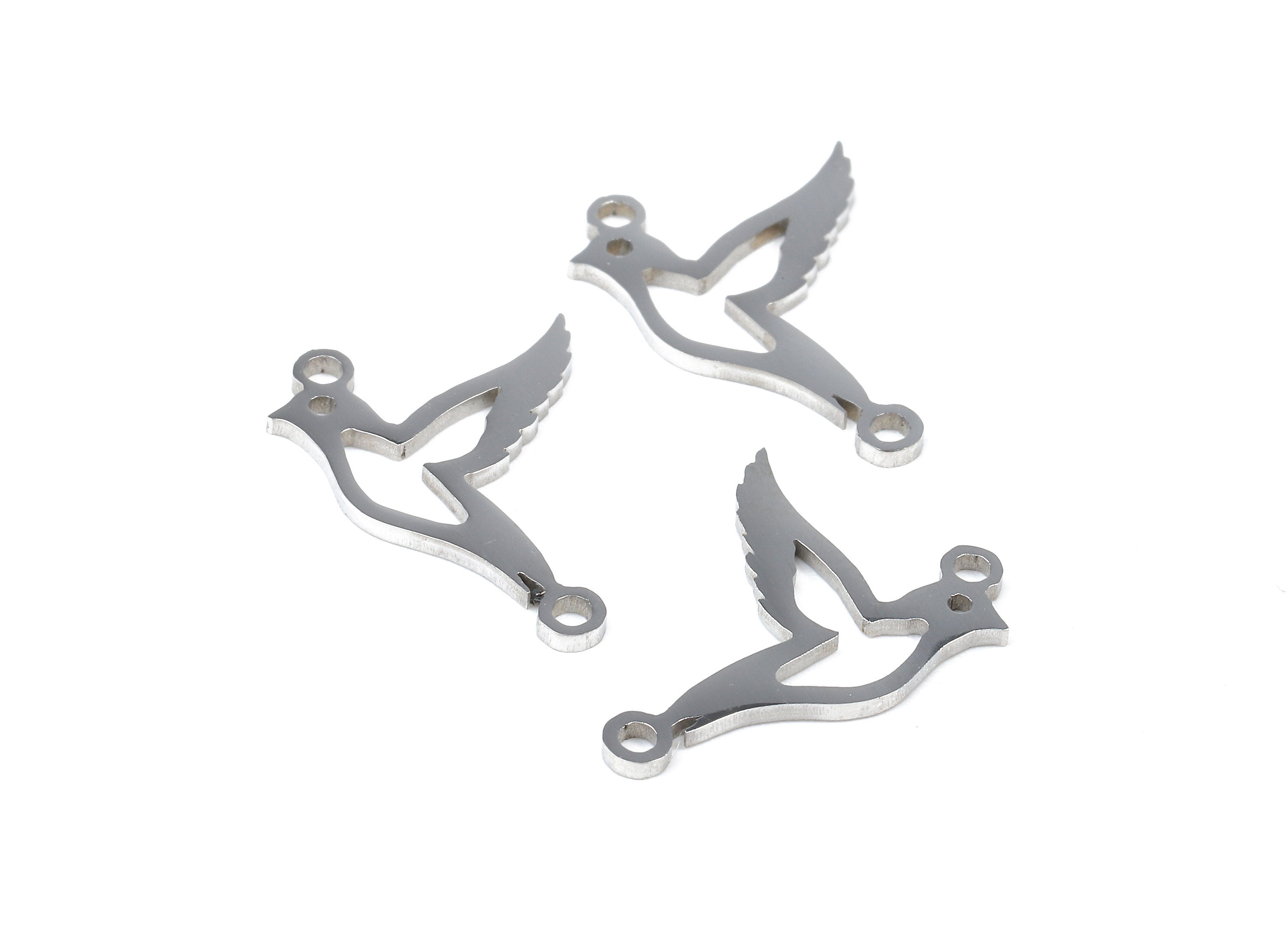 Stainless Steel Bird Connector - Bird Earrings Charms and Pendant - Bracelet Pendant - 18.44x14.07x0.92mm - SS1091 - DOMEDBAZAAR