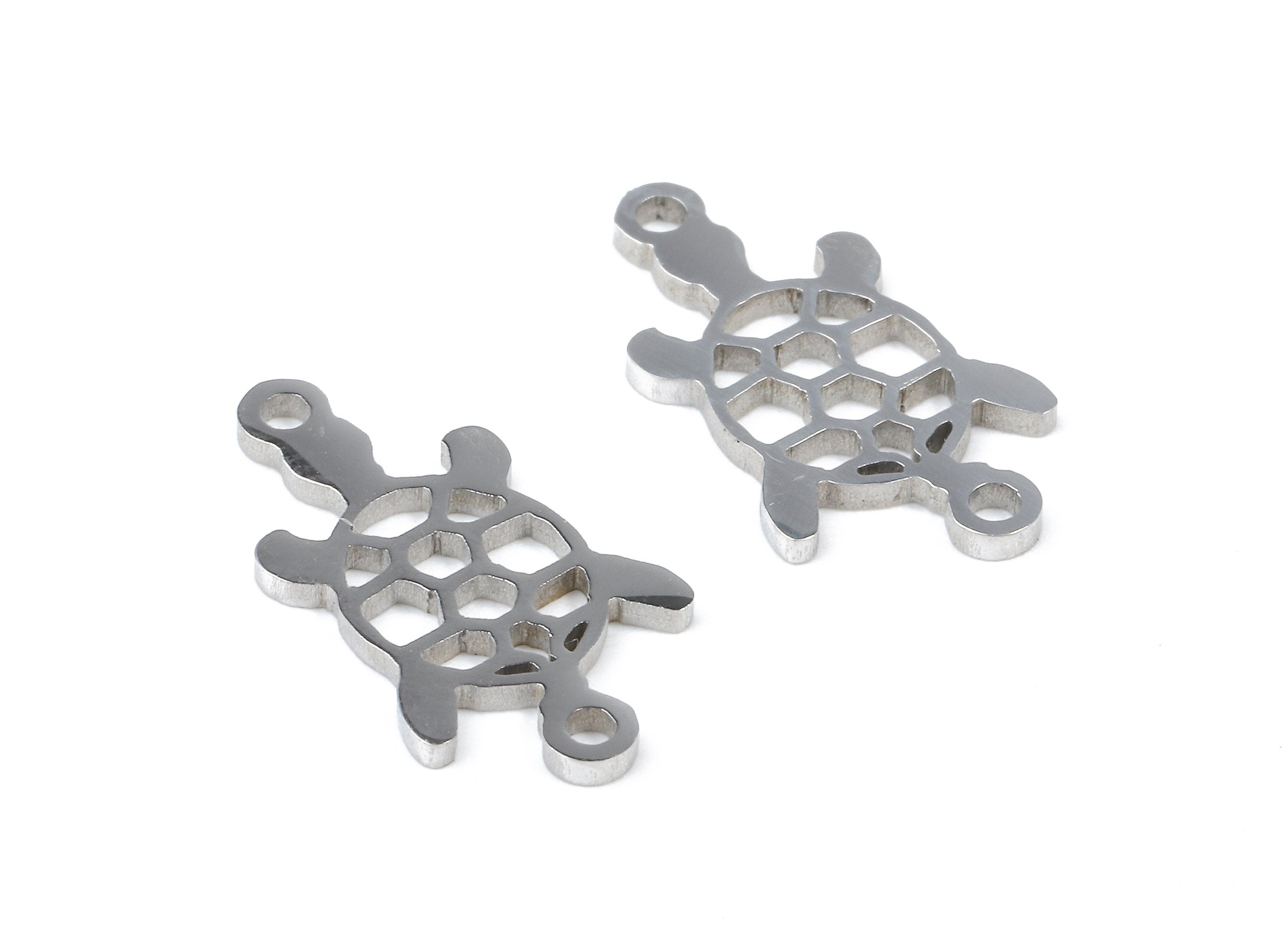 Stainless Steel Turtle Connector - Turtle Earrings Charms and Pendant - Bracelet Pendant - 16.14x9.01x0.94mm - SS1092 - DOMEDBAZAAR