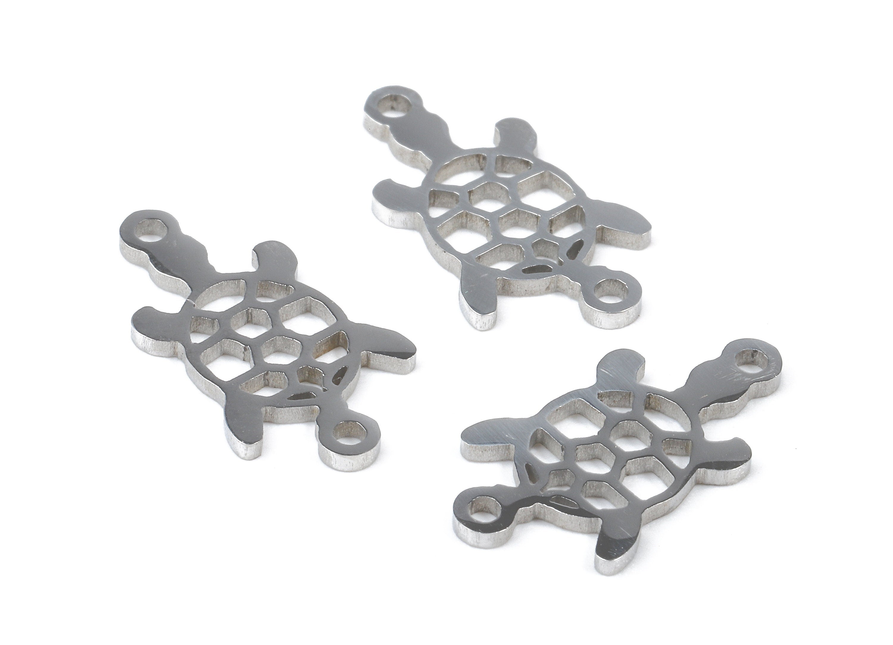 Stainless Steel Turtle Connector - Turtle Earrings Charms and Pendant - Bracelet Pendant - 16.14x9.01x0.94mm - SS1092 - DOMEDBAZAAR