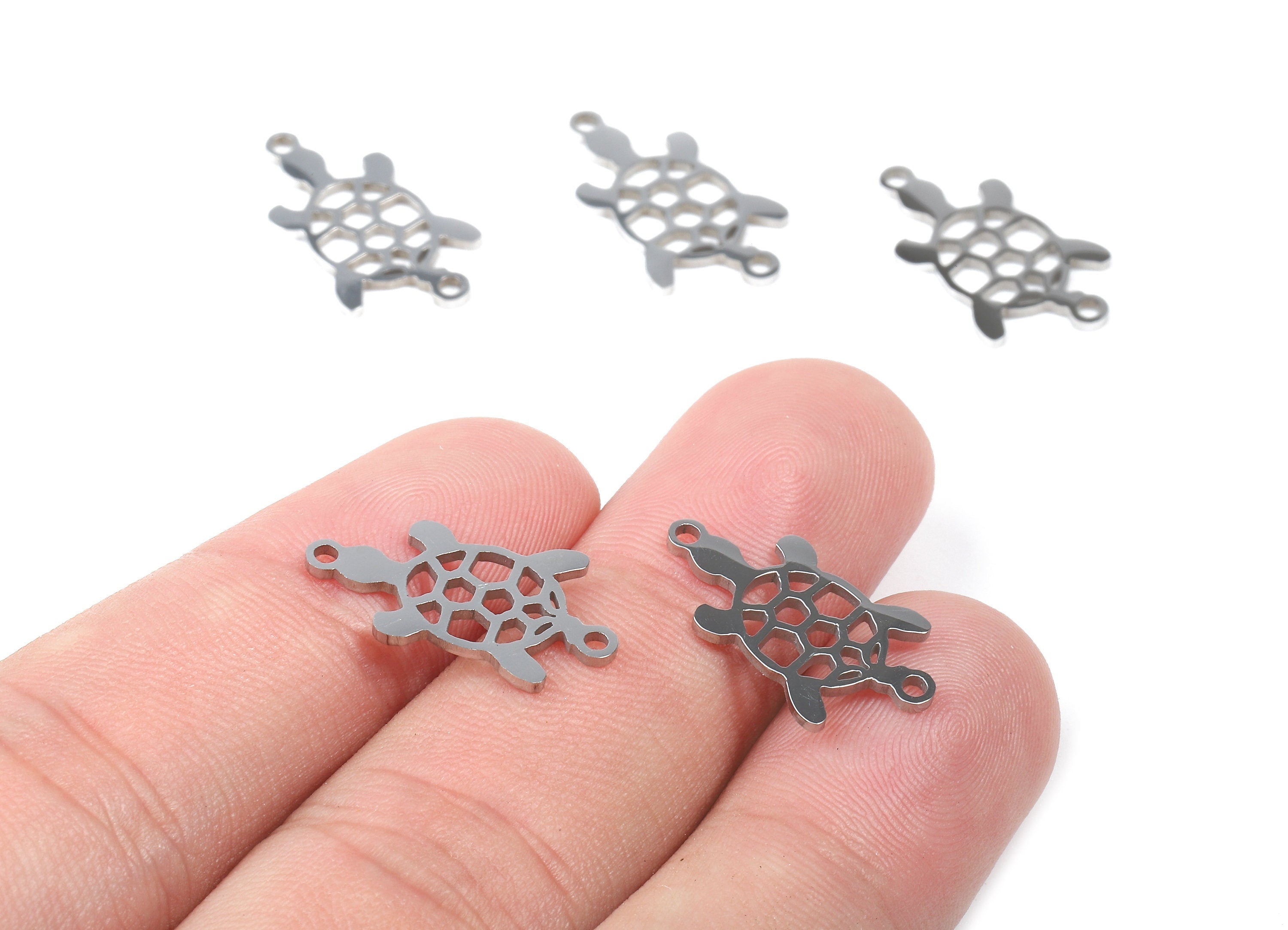 Stainless Steel Turtle Connector - Turtle Earrings Charms and Pendant - Bracelet Pendant - 20.15x11.47x0.95mm - SS1141 - DOMEDBAZAAR