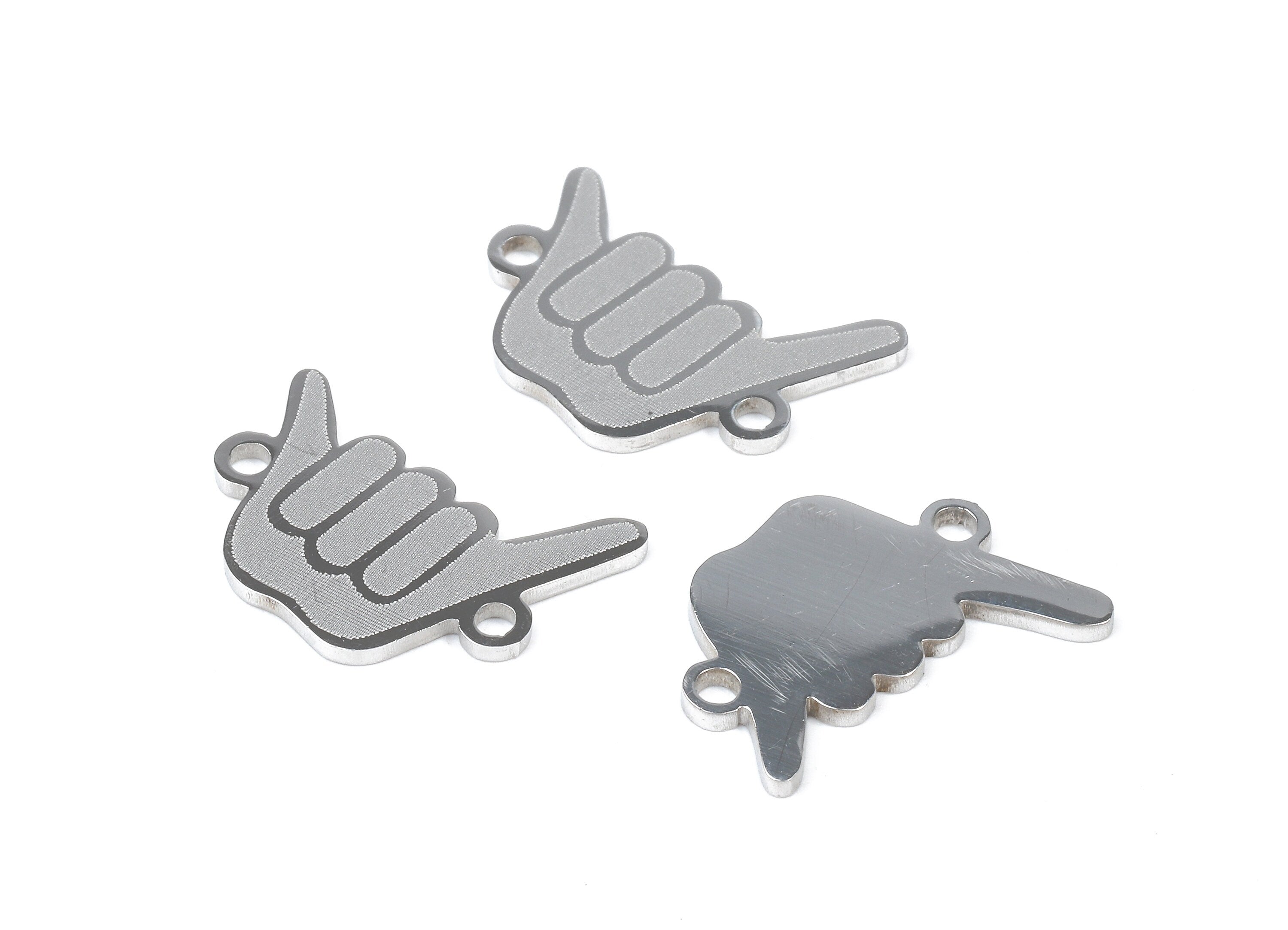Stainless Steel Hand Sign Connector - Hand Sign Earrings Charms and Pendant - Bracelet Pendant - 15.23x9.75x0.94mm - SS1099 - DOMEDBAZAAR