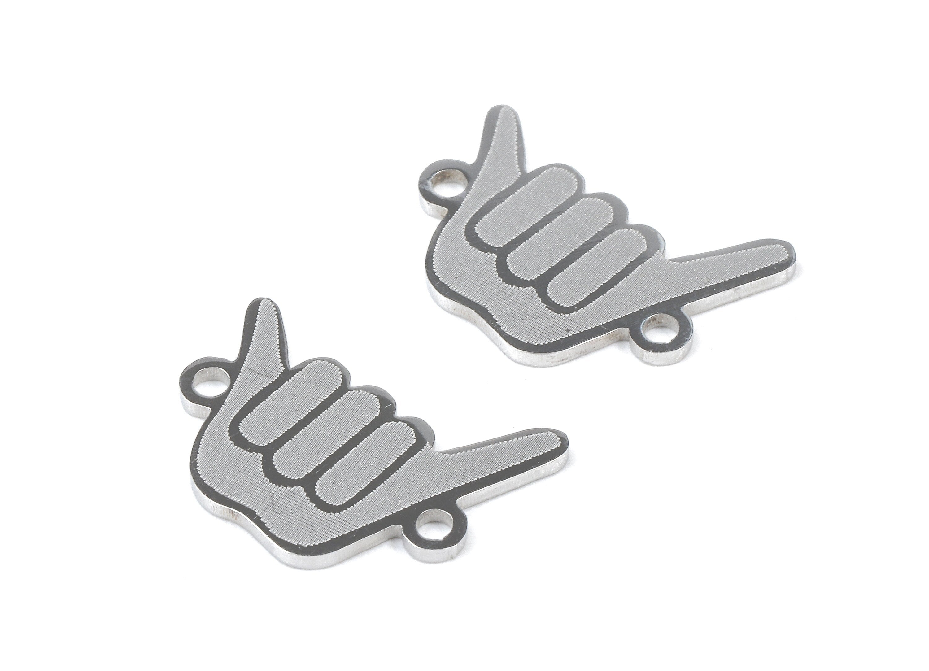 Stainless Steel Hand Sign Connector - Hand Sign Earrings Charms and Pendant - Bracelet Pendant - 15.23x9.75x0.94mm - SS1099 - DOMEDBAZAAR
