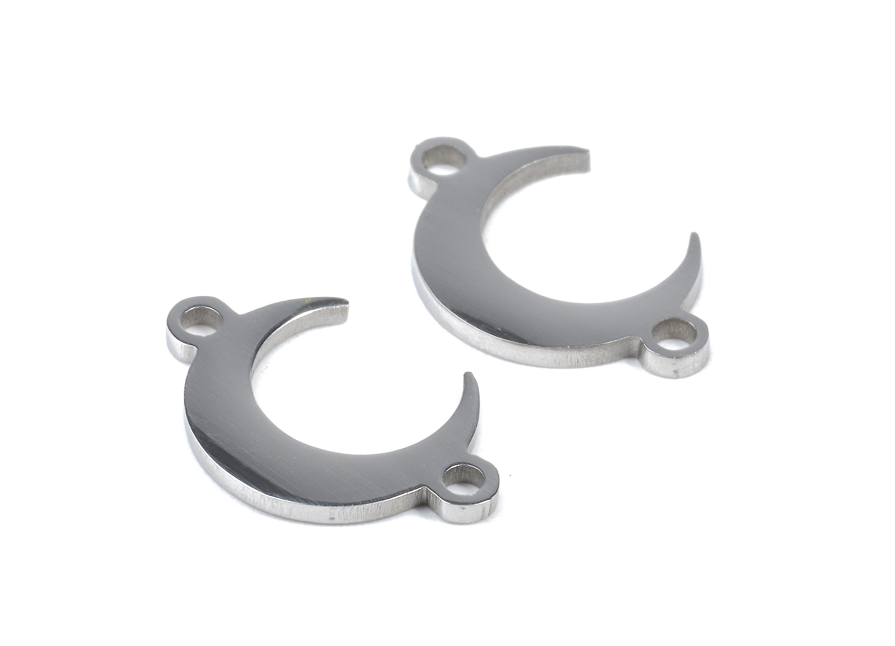 Stainless Steel Moon Connector - Moon Earrings Charms and Pendant - Bracelet Pendant - 13.85x9x0.94mm - SS1140 - DOMEDBAZAAR