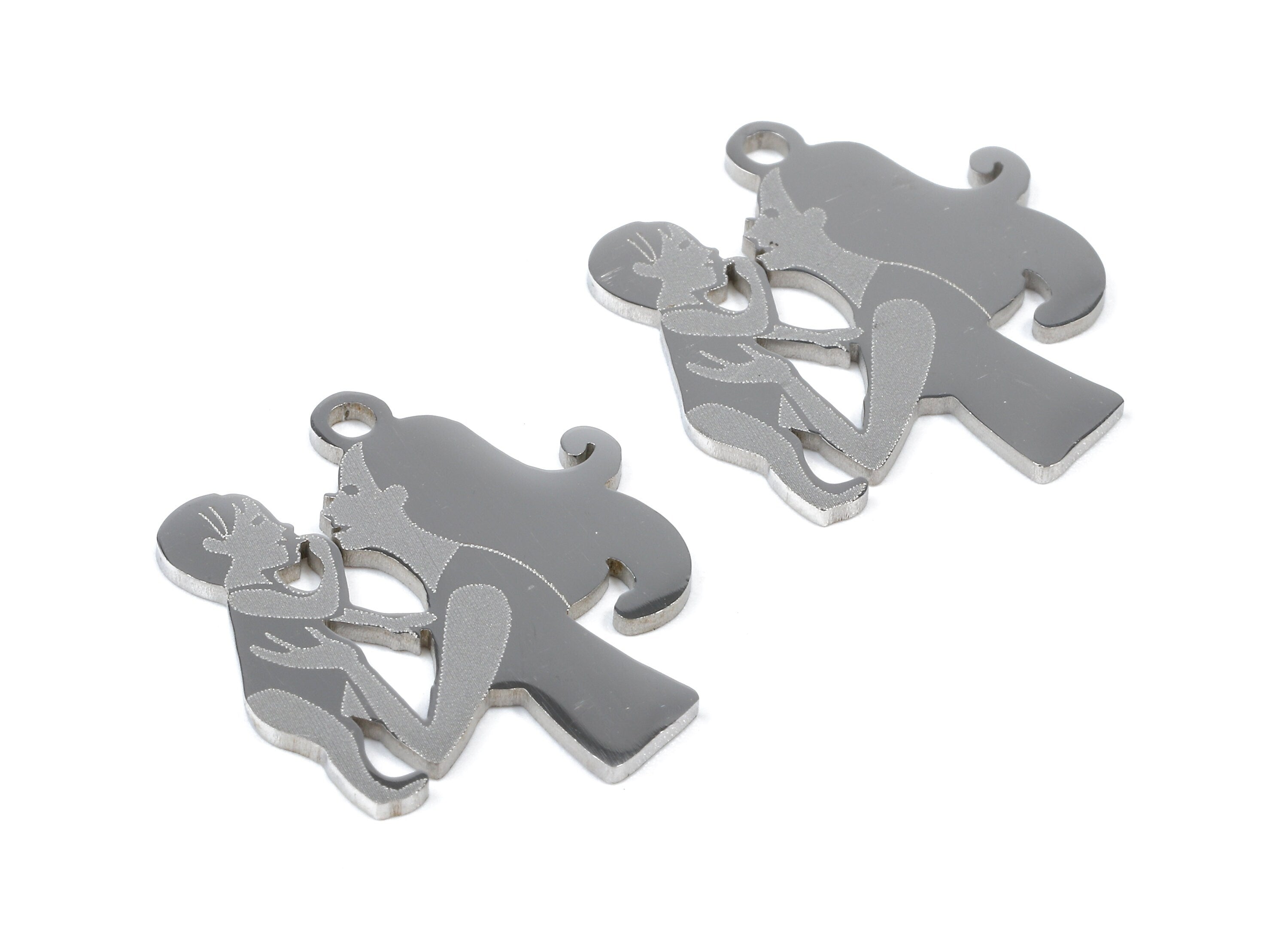 Stainless Steel Mom Baby Charms - Mom Baby Earrings and Pendant - Bracelet Pendant - Jewelry Supplies - 20.98x19.94x0.95mm - SS1017 - DOMEDBAZAAR