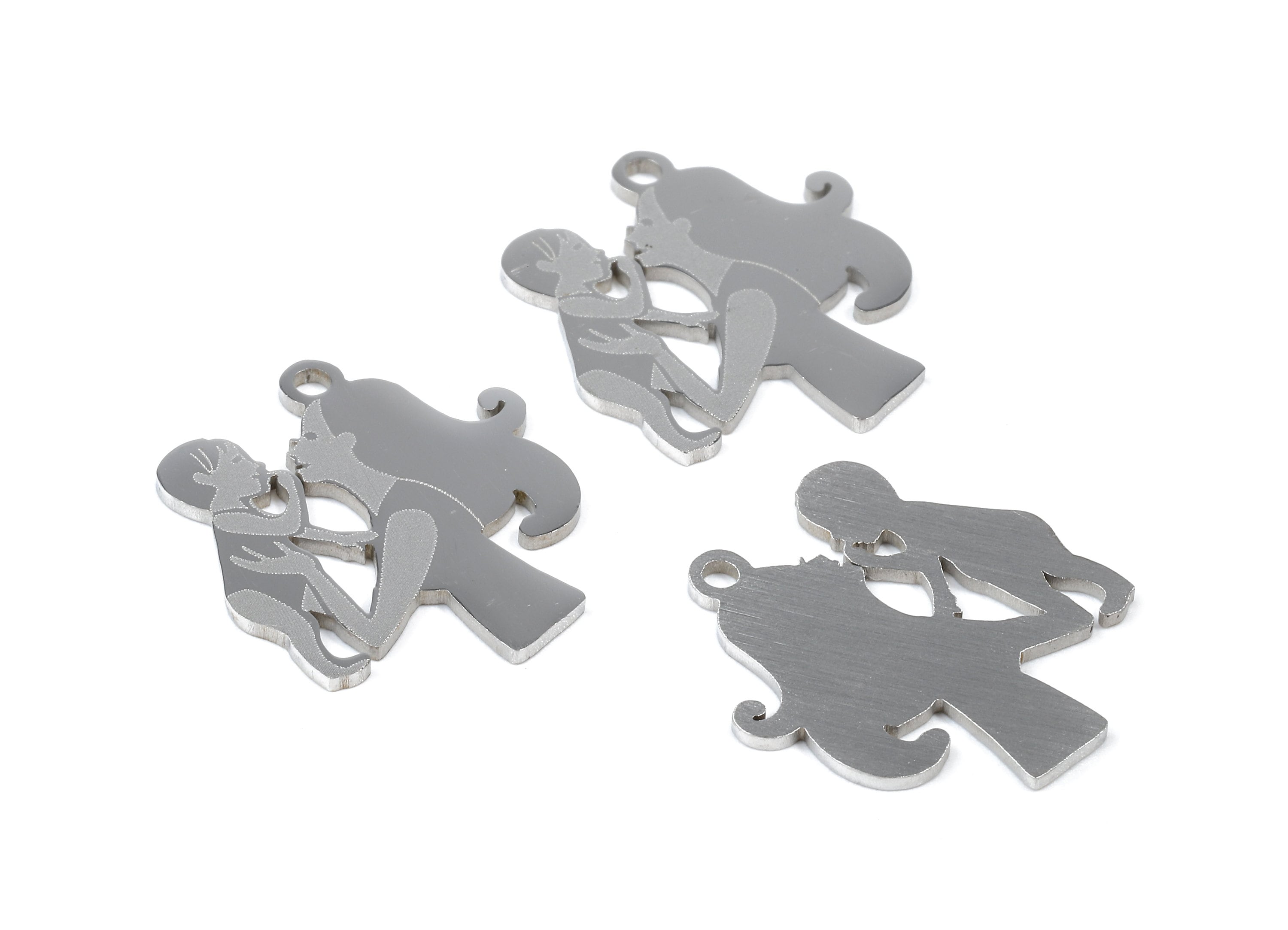 Stainless Steel Mom Baby Charms - Mom Baby Earrings and Pendant - Bracelet Pendant - Jewelry Supplies - 20.98x19.94x0.95mm - SS1017 - DOMEDBAZAAR