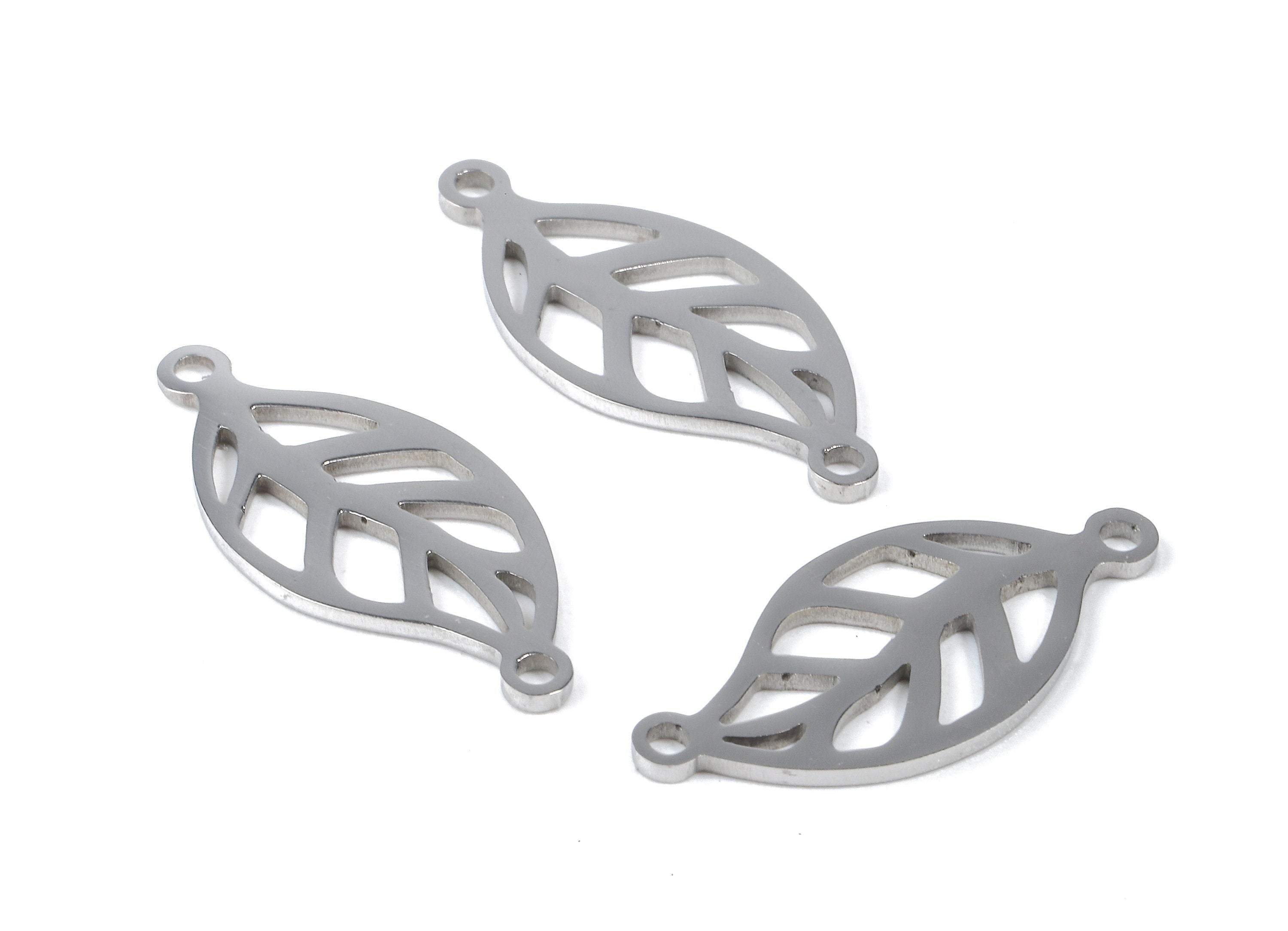 Stainless Steel Leaf Connector - Leaf Earrings Charms and Pendant - Bracelet Pendant - 22.73x10.34x0.94mm - SS1093 - DOMEDBAZAAR