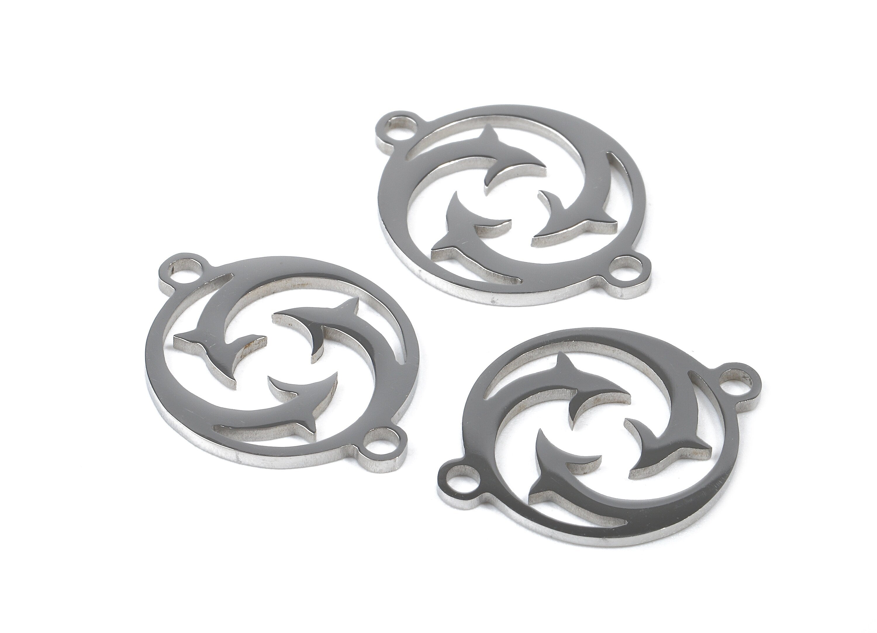 Stainless Steel Round Connector - Round Earrings Charms and Pendant - Bracelet Pendant - 19.74x15.38x0.93mm - SS1154 - DOMEDBAZAAR