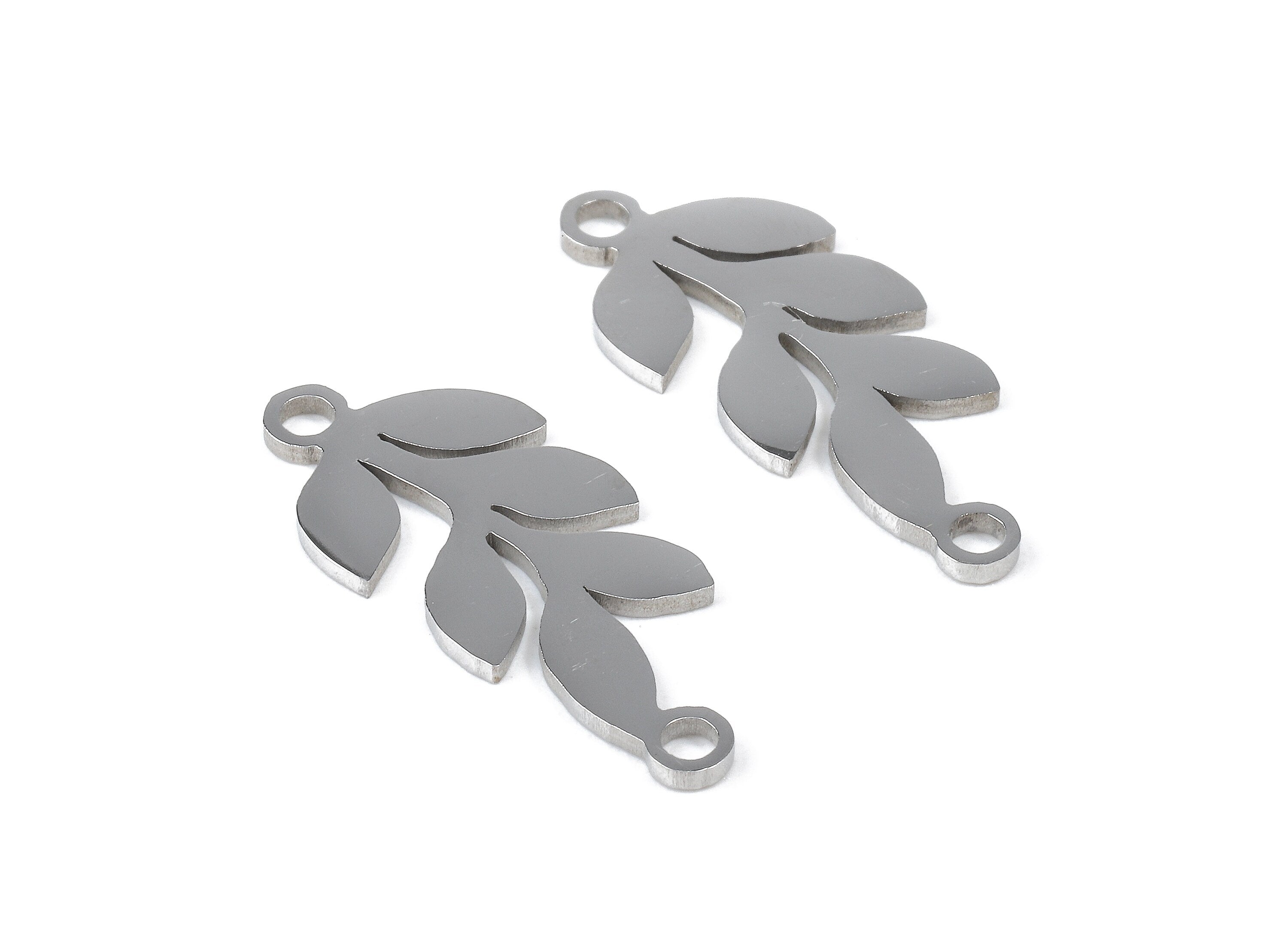 Stainless Steel Branch Connector - Branch Earrings Charms and Pendant - Bracelet Pendant - 22.86x10.03x0.95mm - SS1149 - DOMEDBAZAAR