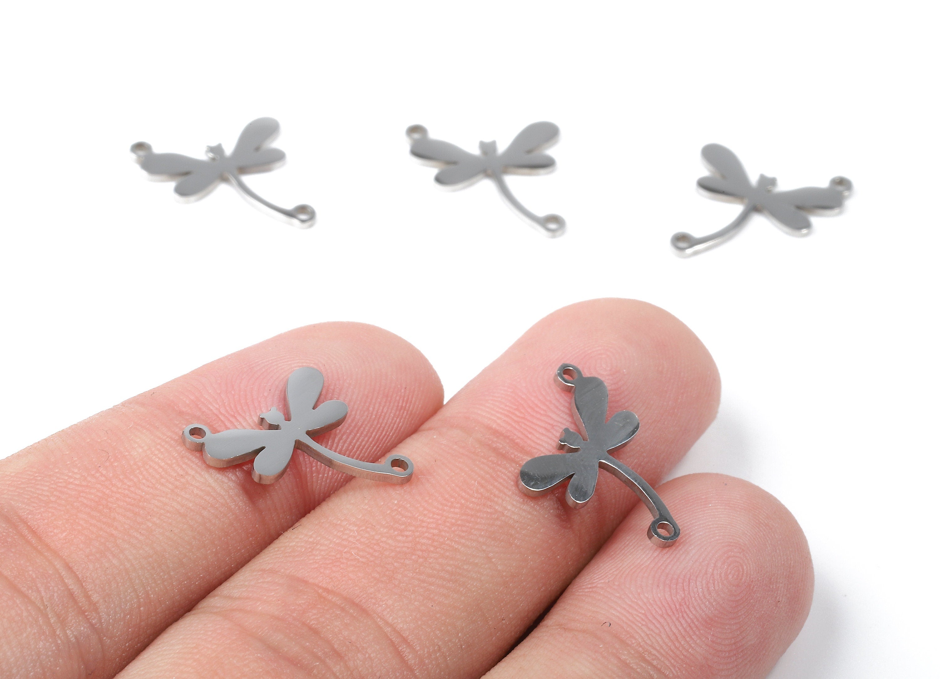 Stainless Steel Dragonfly Connector - Dragonfly Earrings Charms and Pendant - Bracelet Pendant - 17.73x13.49x1.08mm - SS1135 - DOMEDBAZAAR