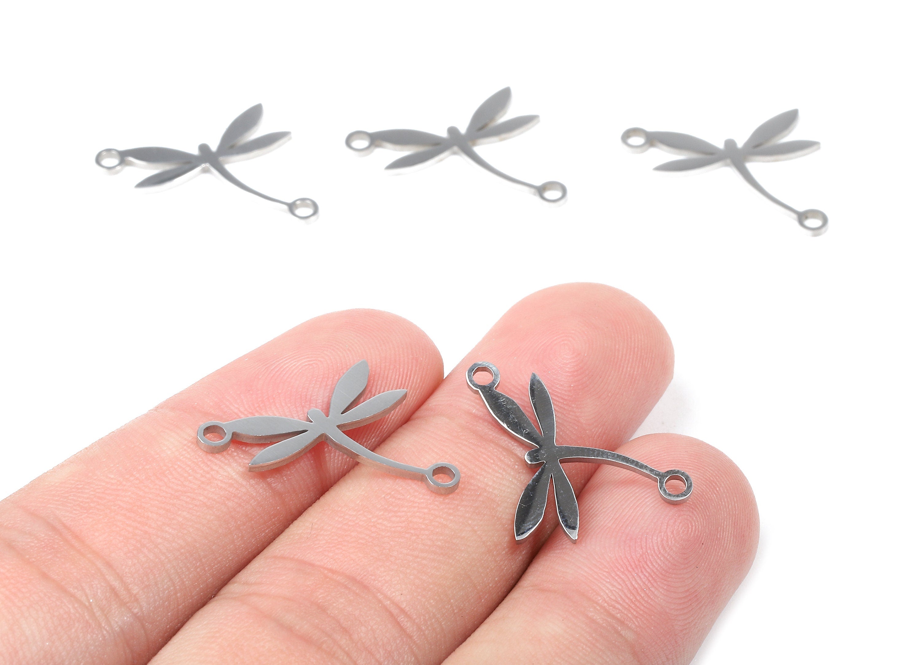 Stainless Steel Dragonfly Connector - Dragonfly Earrings Charms and Pendant - Bracelet Pendant - 20.23x18.83x1.06mm - SS1142 - DOMEDBAZAAR