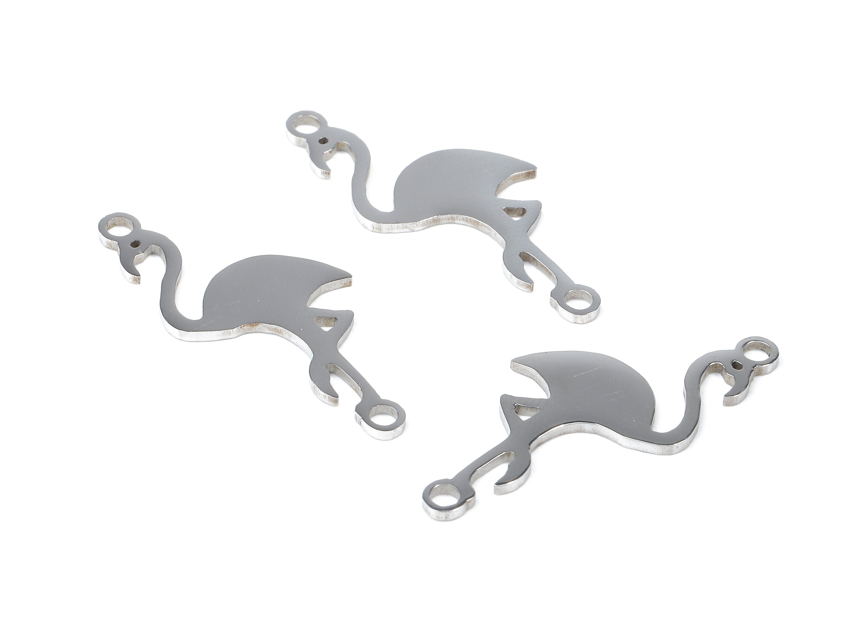 Stainless Steel Flamingo Connector - Flamingo Earrings Charms and Pendant - Bracelet Pendant - 28.7x12.94x0.94mm - SS1104 - DOMEDBAZAAR