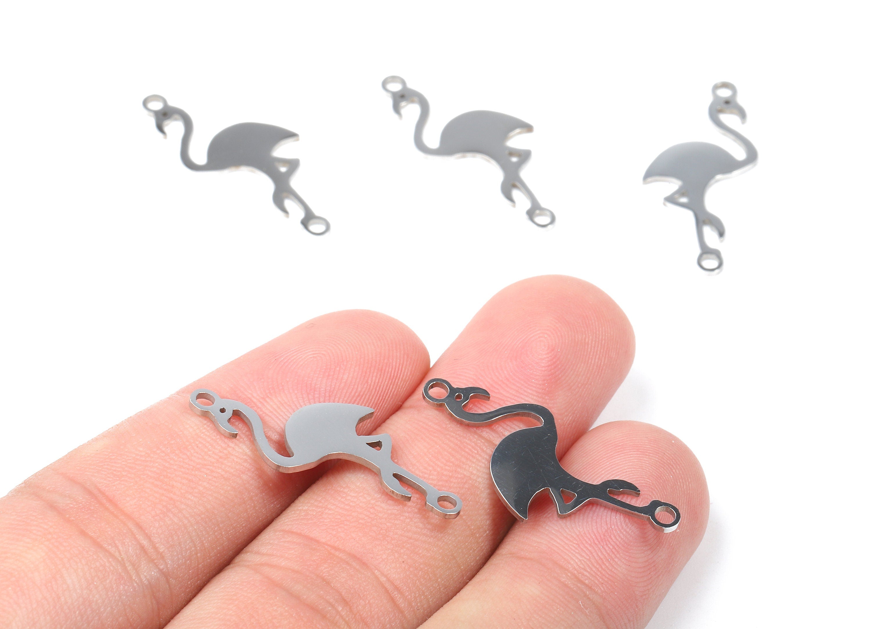 Stainless Steel Flamingo Connector - Flamingo Earrings Charms and Pendant - Bracelet Pendant - 28.7x12.94x0.94mm - SS1104 - DOMEDBAZAAR
