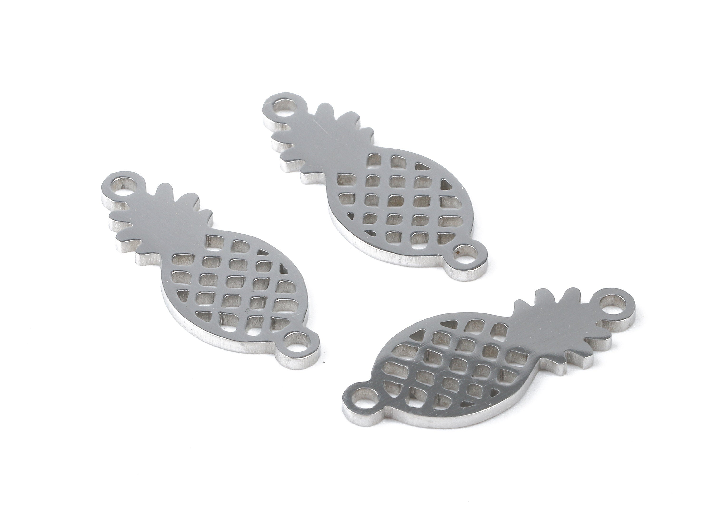 Stainless Steel Pineapple Connector - Pineapple Earrings Charms and Pendant - Bracelet Pendant - 19.31x8.01x0.94mm - SS1144 - DOMEDBAZAAR