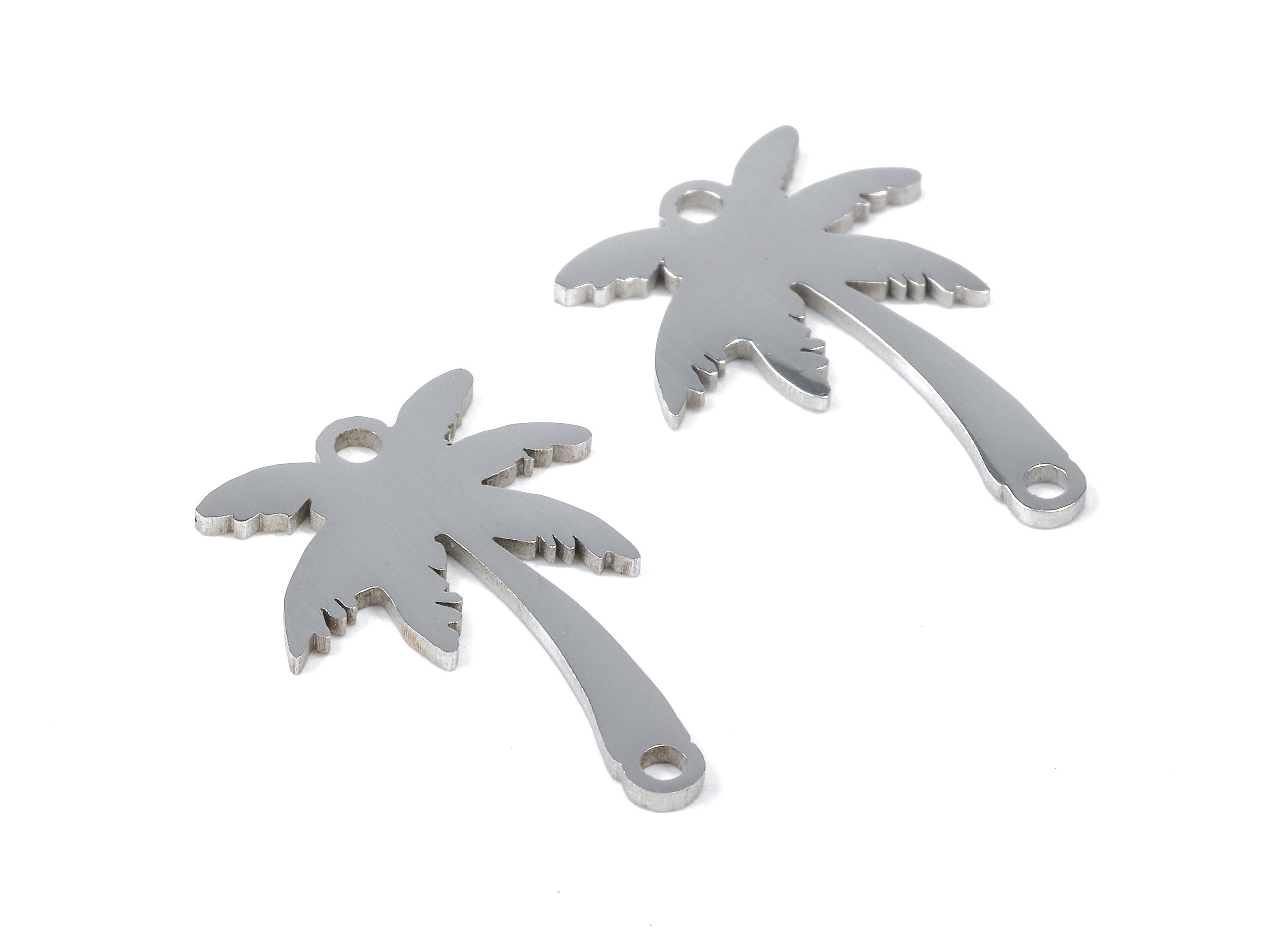 Stainless Steel Coconut Tree Connectors - Bracelet Charms - Coconut Tree Earrings Charms and Pendant - 18.43x13x1.1mm - SS1088 - DOMEDBAZAAR