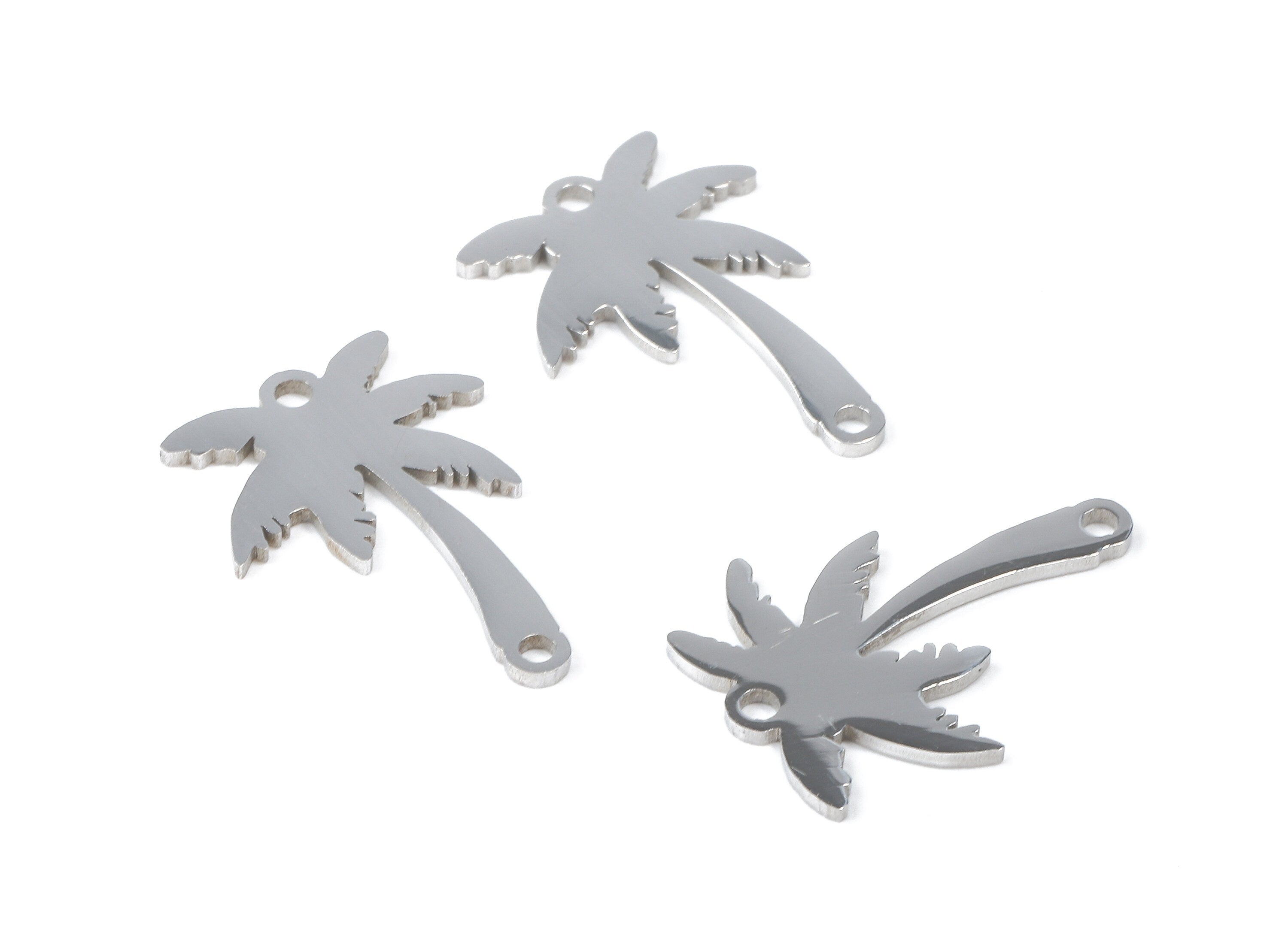 Stainless Steel Coconut Tree Connectors - Bracelet Charms - Coconut Tree Earrings Charms and Pendant - 18.43x13x1.1mm - SS1088 - DOMEDBAZAAR