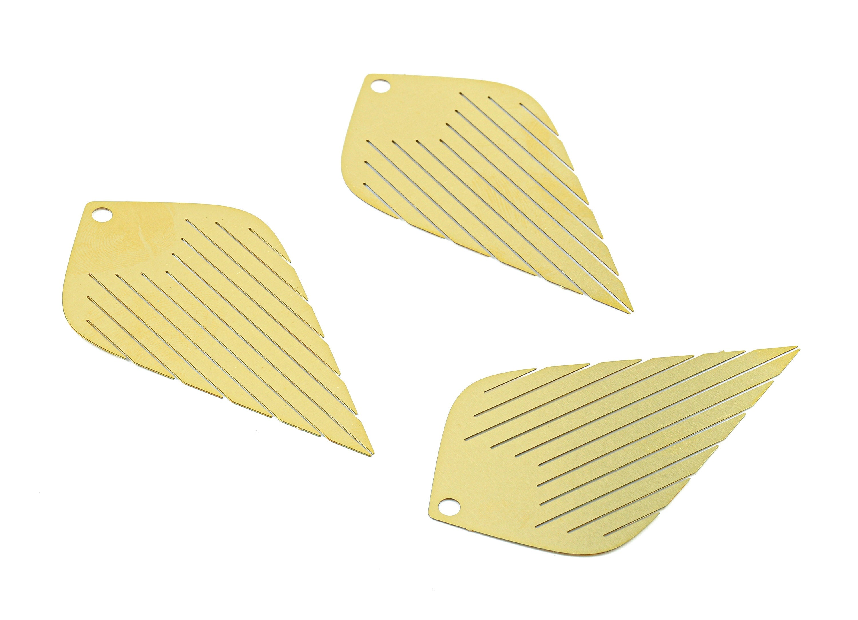 Brass Leaf Charms - Raw Brass Leaf Earrings and Pendant - Brass Necklace Charms - Jewelry Supplies - 61.53x34.35x0.29mm - JJB5735 - DOMEDBAZAAR