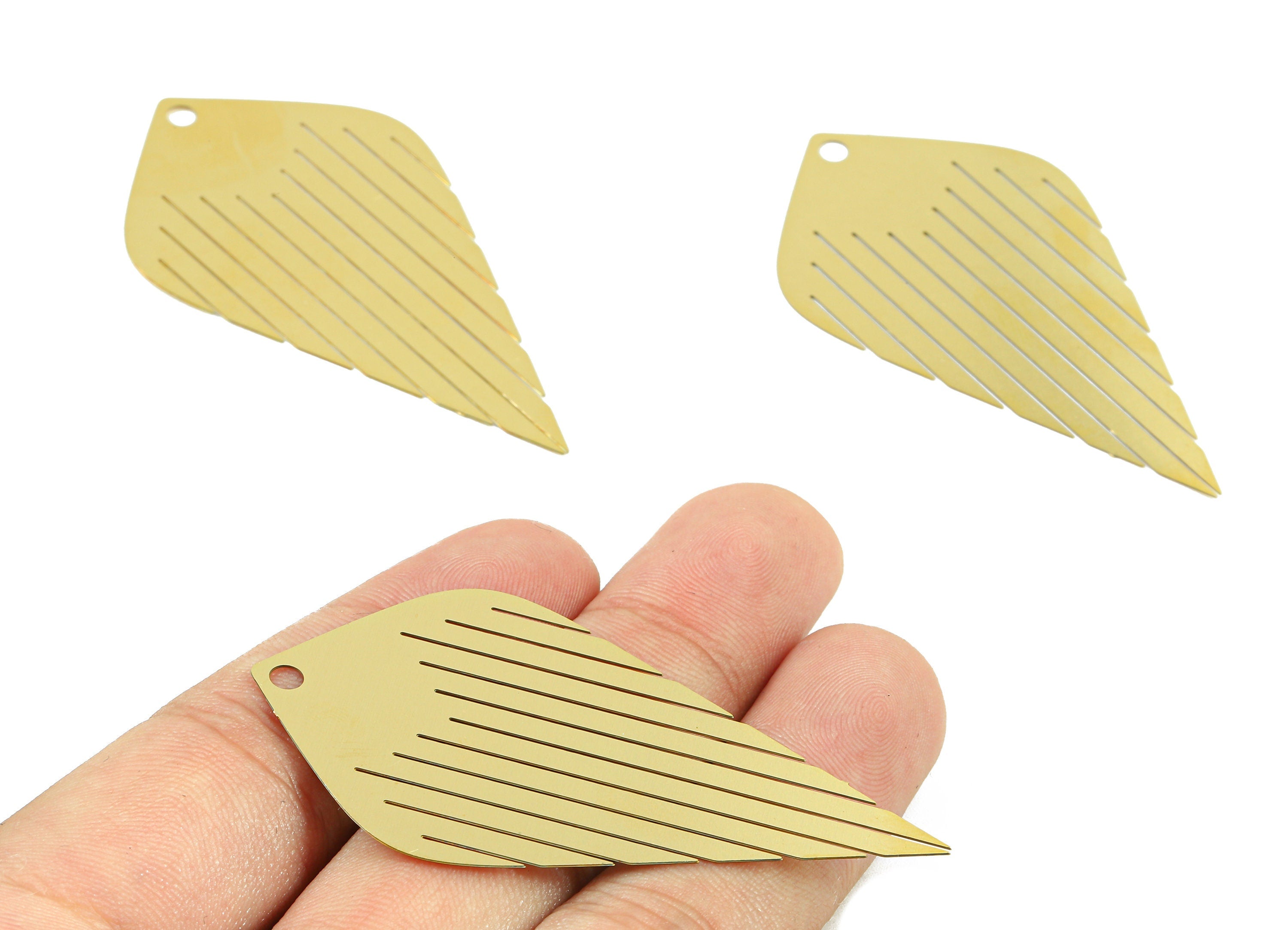 Brass Leaf Charms - Raw Brass Leaf Earrings and Pendant - Brass Necklace Charms - Jewelry Supplies - 61.53x34.35x0.29mm - JJB5735 - DOMEDBAZAAR