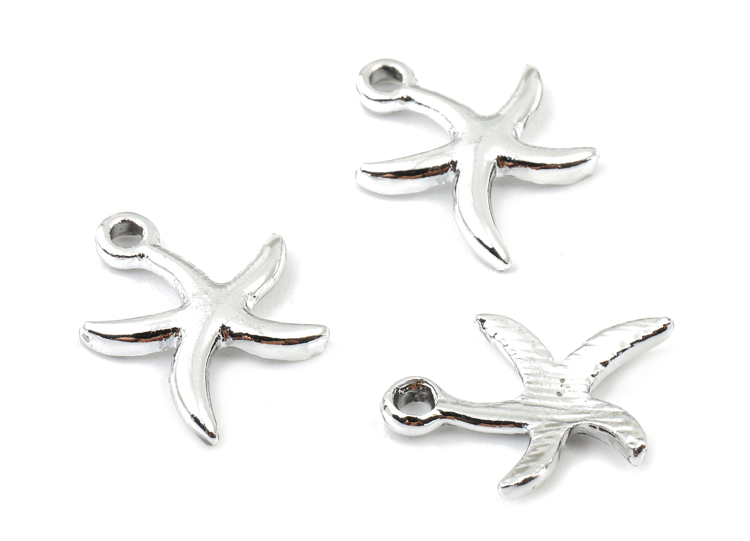 Alloy Starfish Charms - Zinc Alloy Starfish Earrings and Pendant - Silver Tone Plated - 16.25x13.81x1.85mm - ZZ1481 - DOMEDBAZAAR