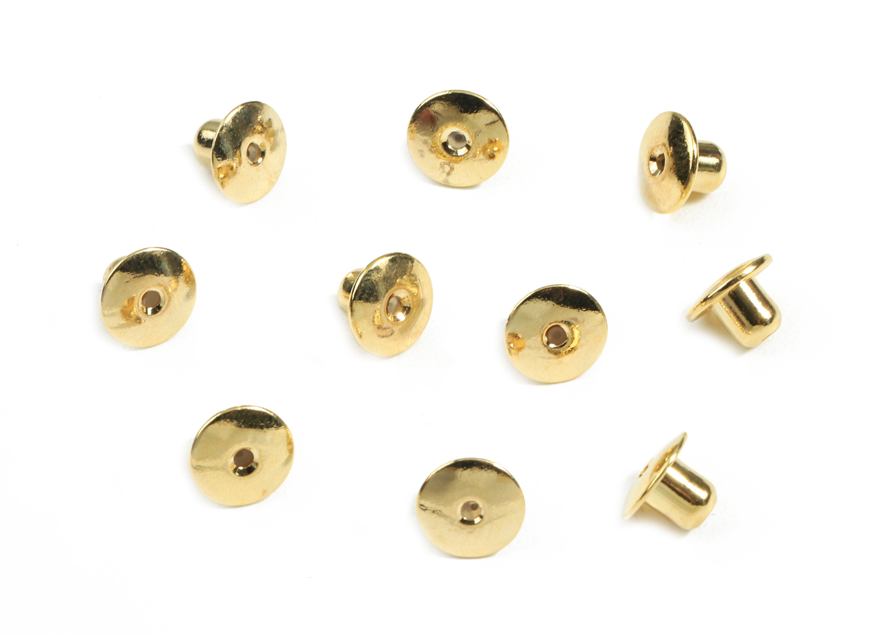 Brass Earring Stopper With Rubber - Brass Gold Ear Nuts & Ear Wire Backs - 18K Real Gold Plated Brass - 4.99x6.94x0.39mm - RGP2386 - DOMEDBAZAAR