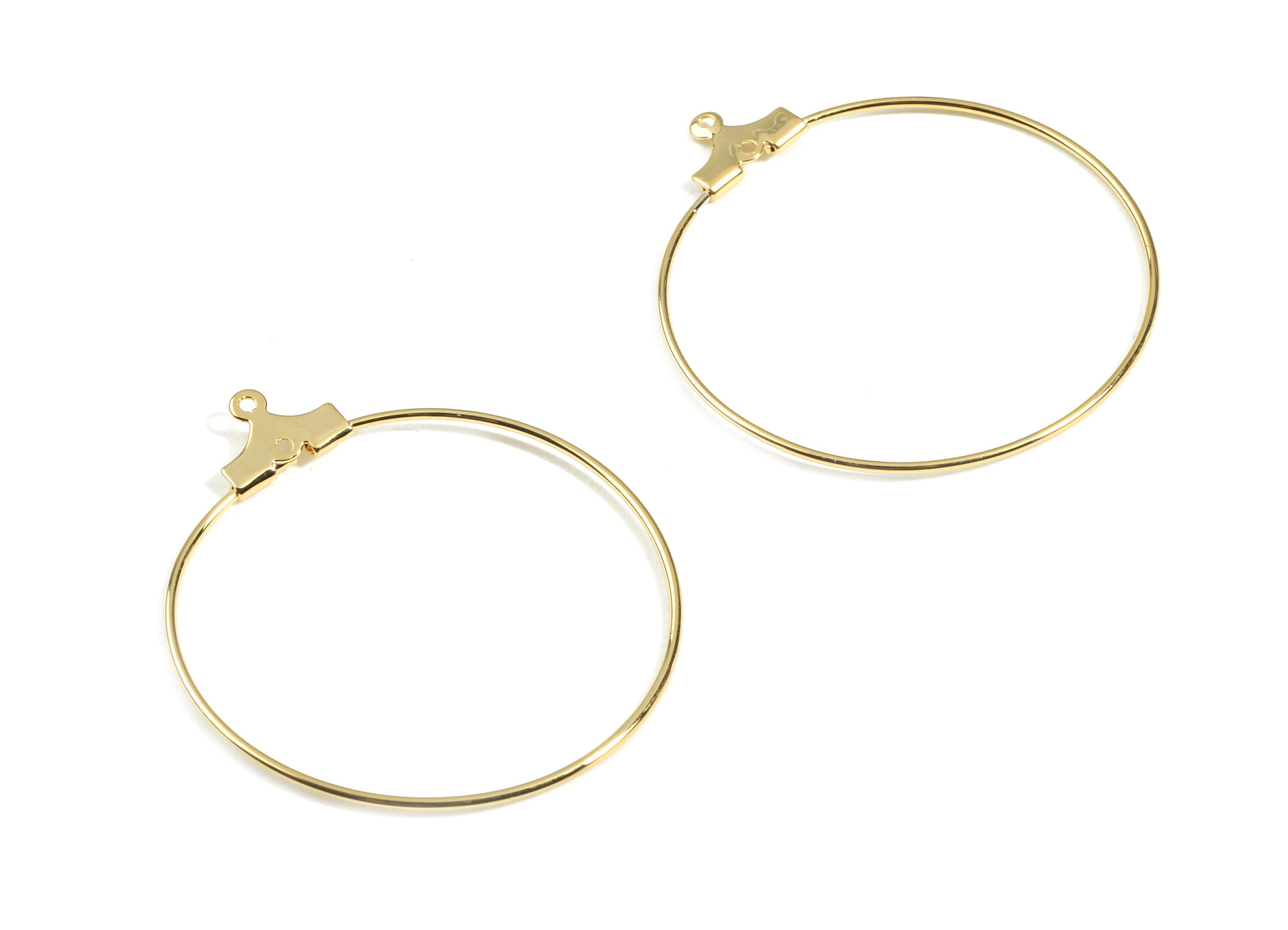 Brass  Round Earring Hoops - Brass Circle Earring Ear Wire - 18K Real Gold Plated Brass - Jewelry Supplies - 39.72x35.88x1.53mm - RGP2391 - DOMEDBAZAAR
