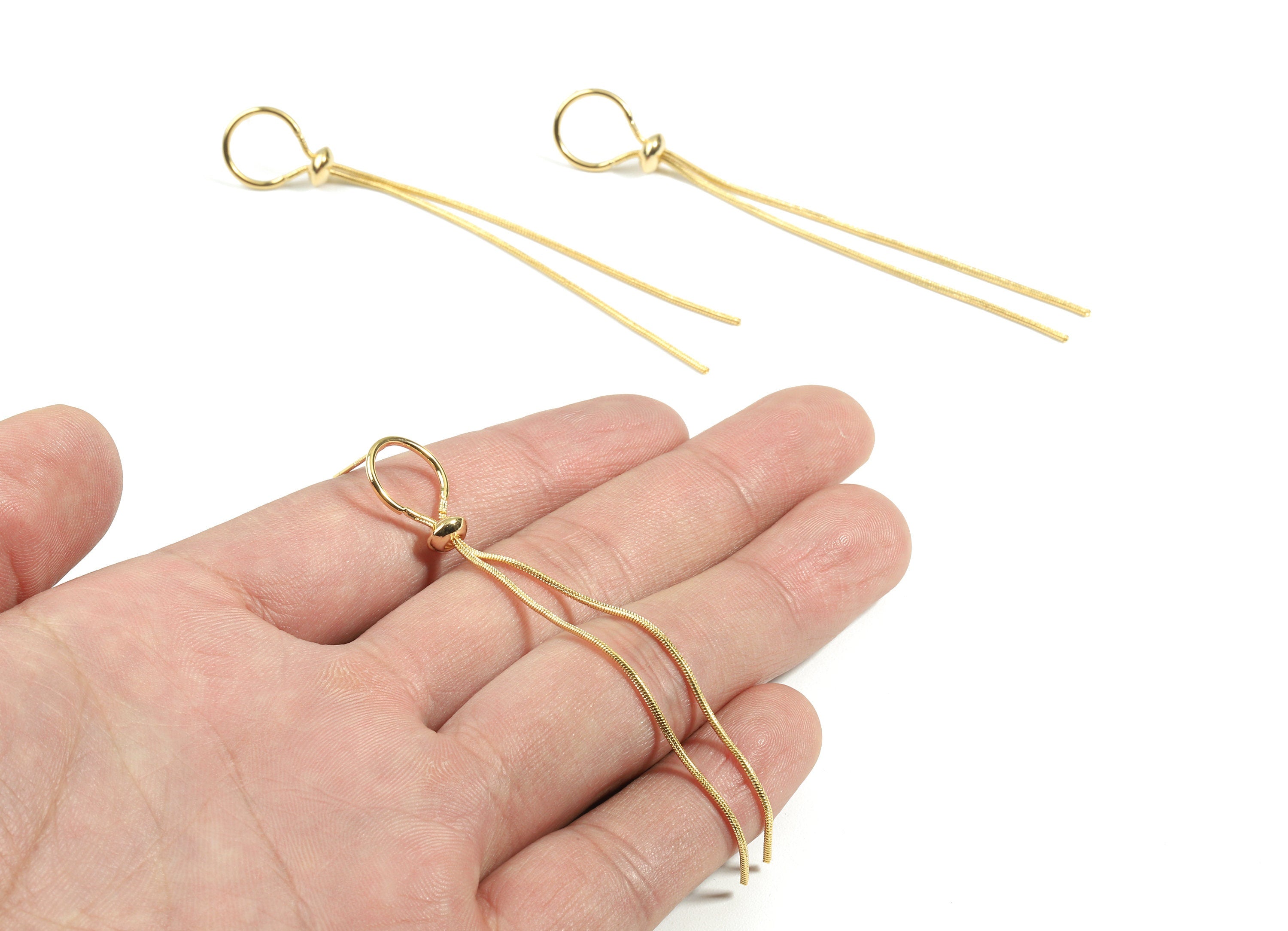 Brass Chain Tassel Earring Stud - Brass Snake Chain Earring Post - 18k Real Gold Plated Brass - Jewelry Supplies - 80x11.59x3.07mm - RGP2362 - DOMEDBAZAAR